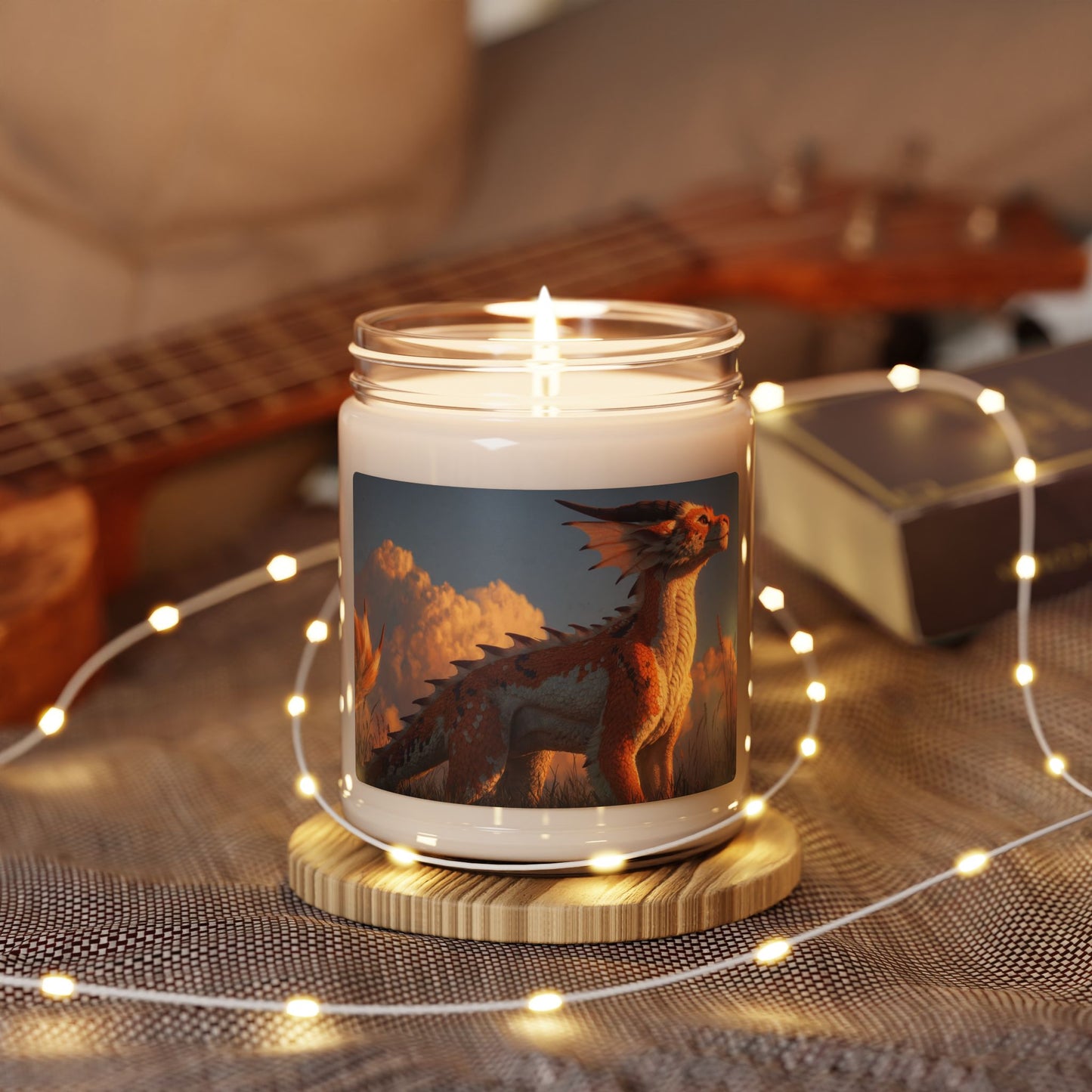 Sunset Guardian Dragon Scented Soy Candle, 9oz – Warm Ember Meadow Dreamscape