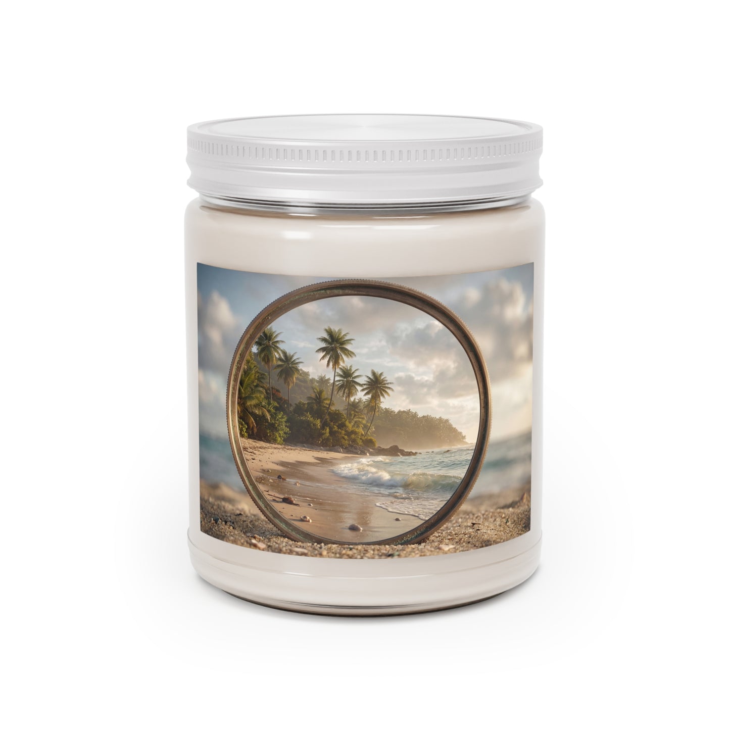 Coastal Mirage Scented Soy Candles with White Lid, 9oz – Sunlit Palm Portal