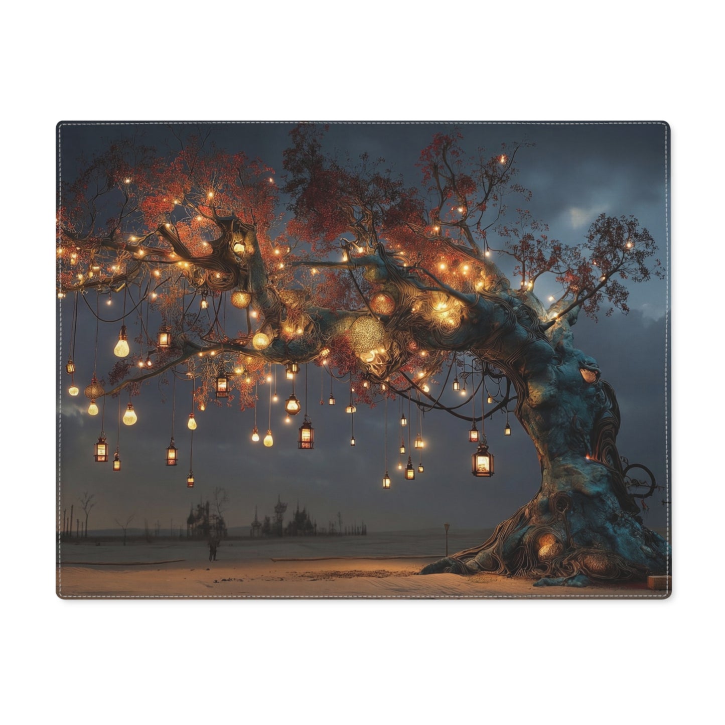 Luminous Wishing Tree Placemat – Desert Nightscape with Hanging Lanterns