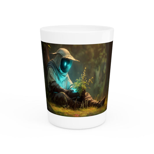 Forest Sentinel Shot Glass – Twilight Guardian with Glow-Cooled Plant
