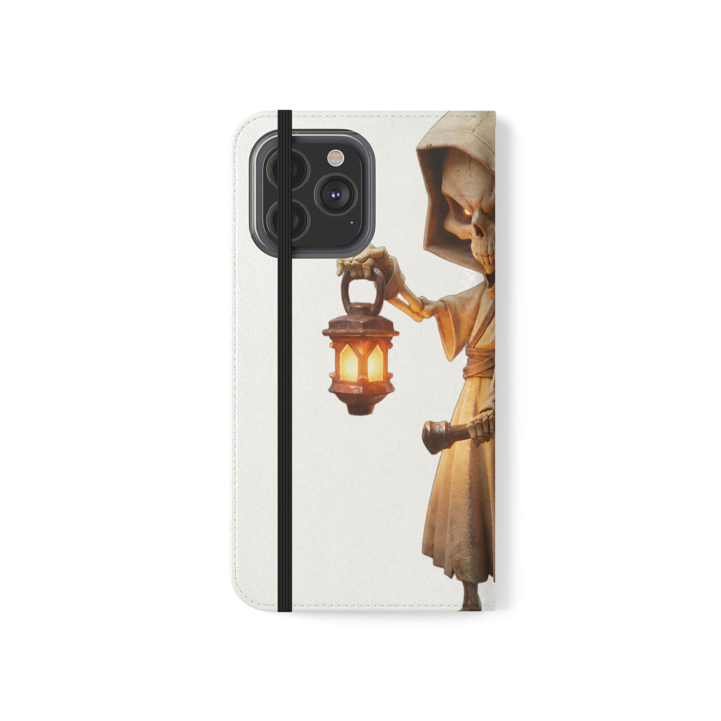 Lantern-Bearing Sentinel Flip Cases – Hooded Guardian with Scythe and Warm Glow