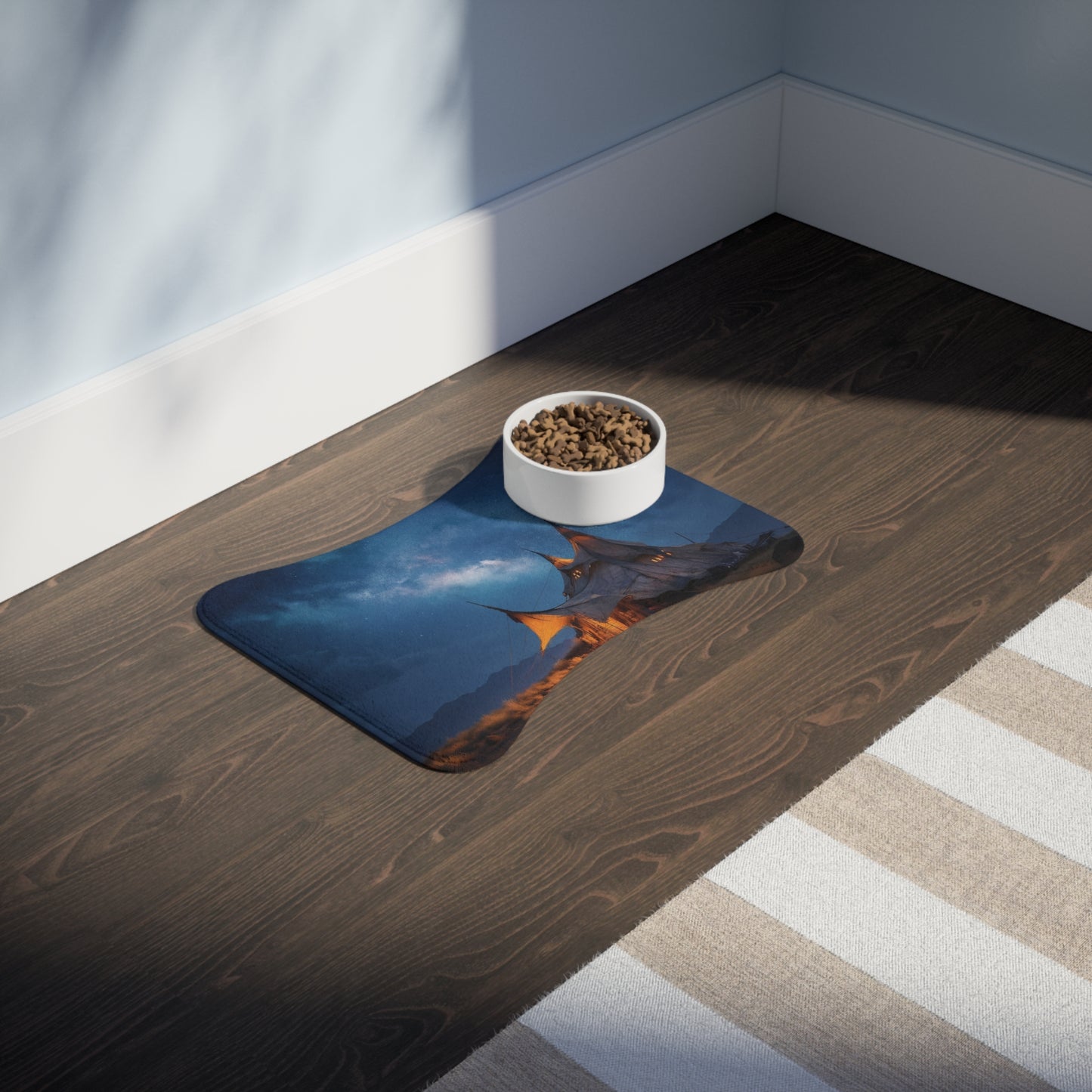 Starlit Nomad Tent Pet Feeding Mats – Milky Way Hearth Beneath the Sky