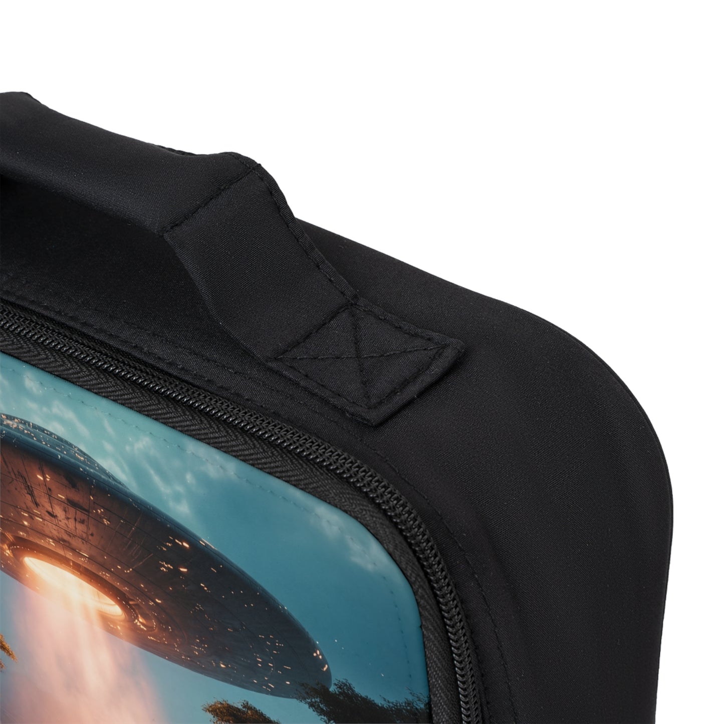 UFO Over Savannah Lunch Bag – Celestial Beam Through Misty Canopy