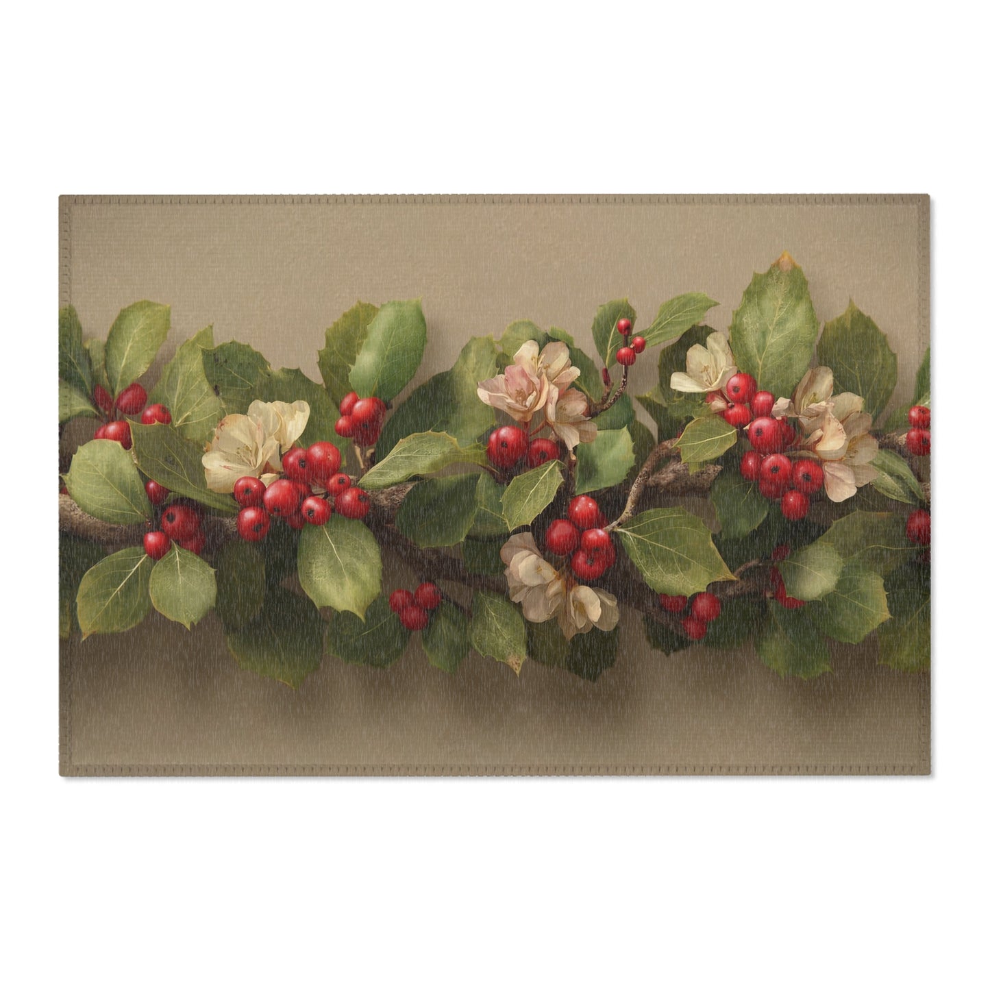 Holly & Blossom Garland Rug – Timeless Winter Reverie