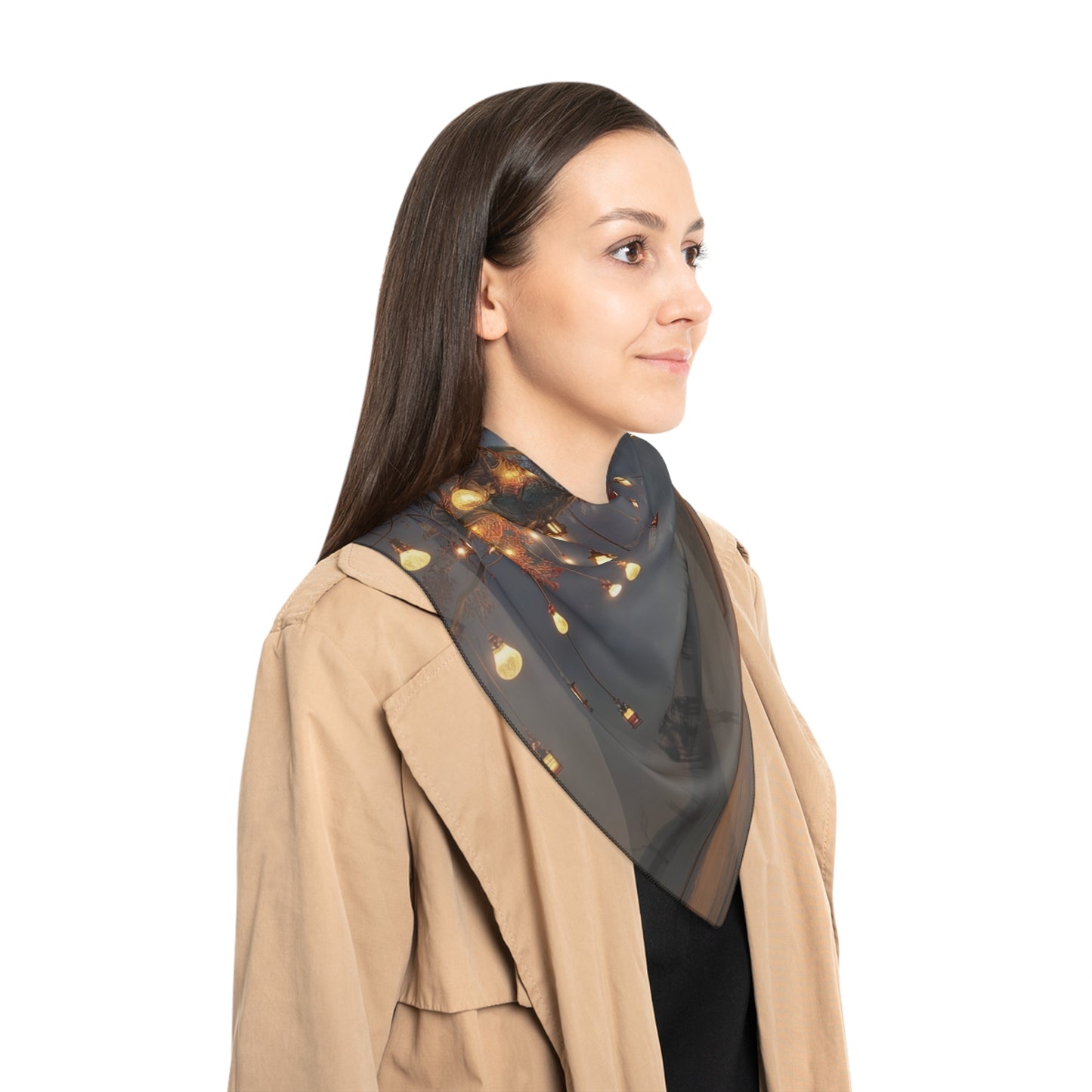 Luminous Wisp Tree Poly Scarf – Desert Night Bloom