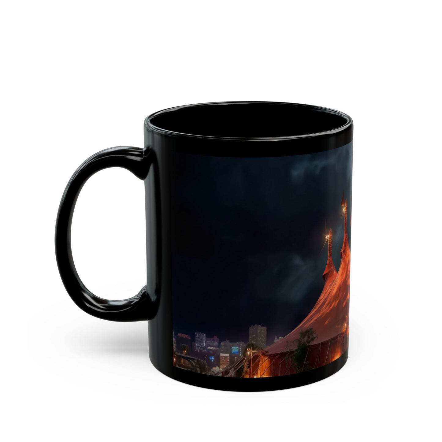 Crimson Circus Tent Mug – Midnight Carnival Dreamscape