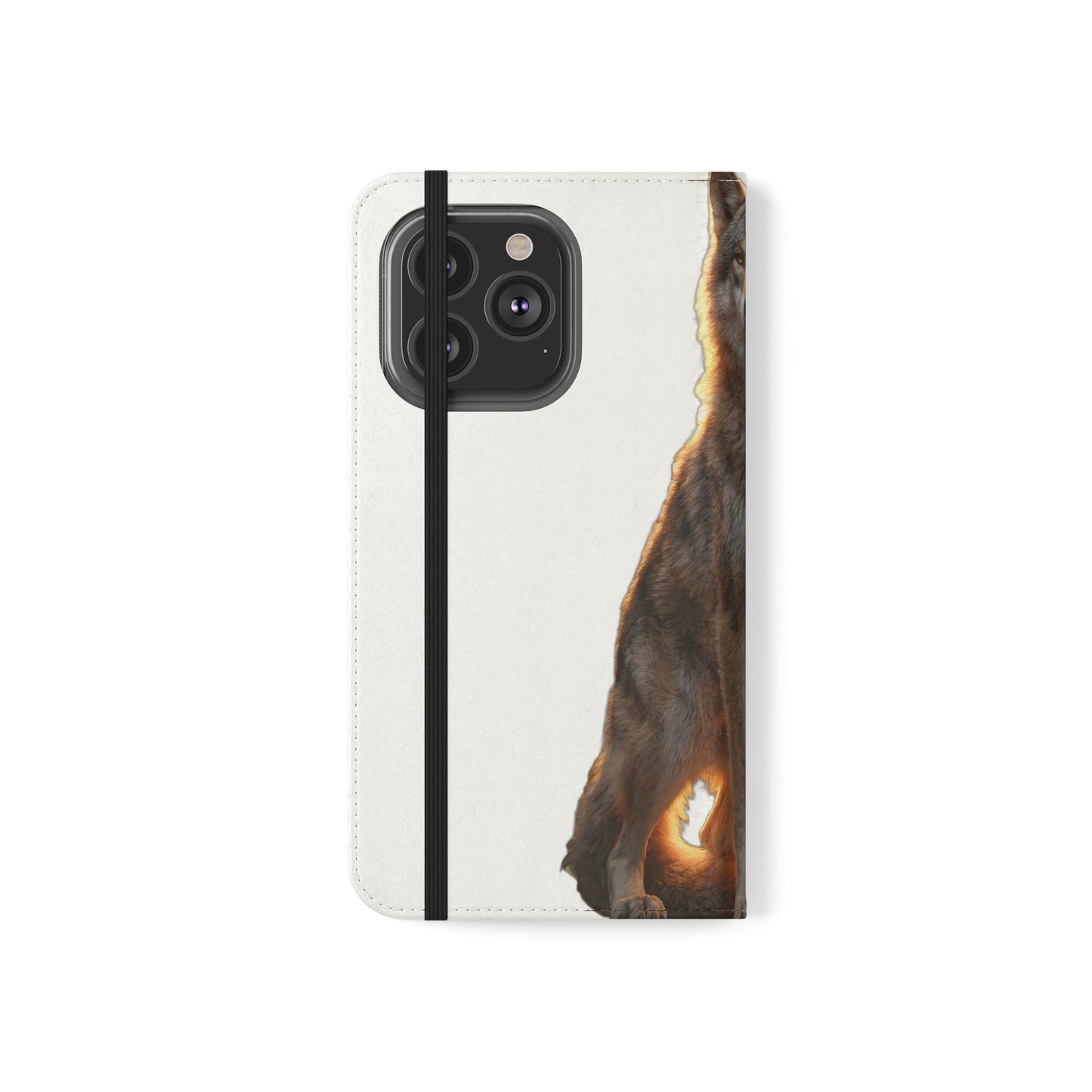 Sunlit Wolf Flip Cases – Golden Hour Sentinel Portrait