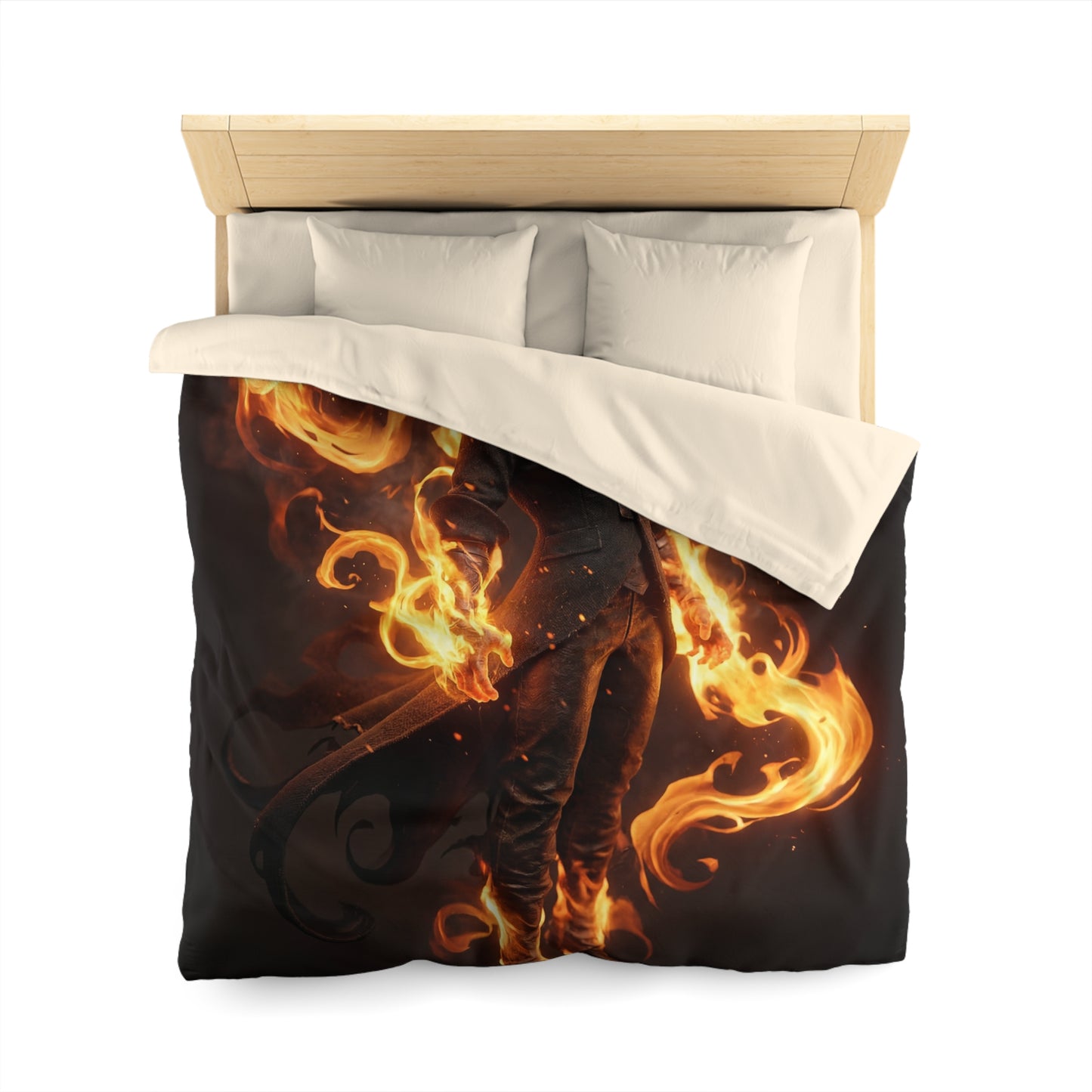 Fiery Sentinel Microfiber Duvet Cover – Embers of the Crimson Knight