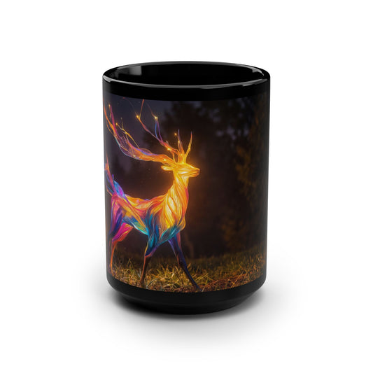 Prism Stag Black Mug, 15oz – Chromatic Forest Guardian
