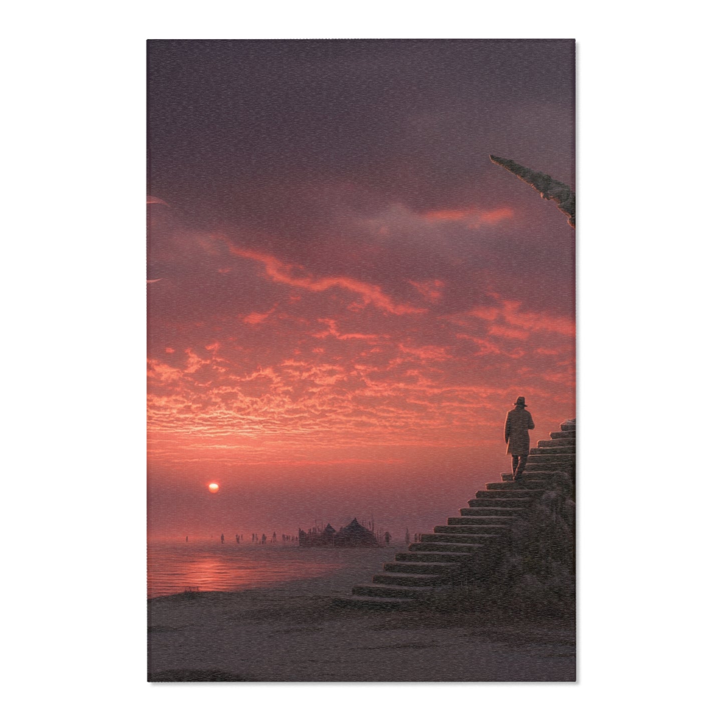 Lone Traveler Staircase Rug – Crimson Sunset Skyway