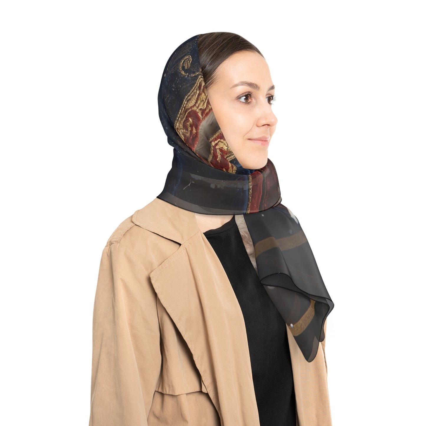 Three Owls in Velvet Cloak Scarf – Winter Throne Portraits