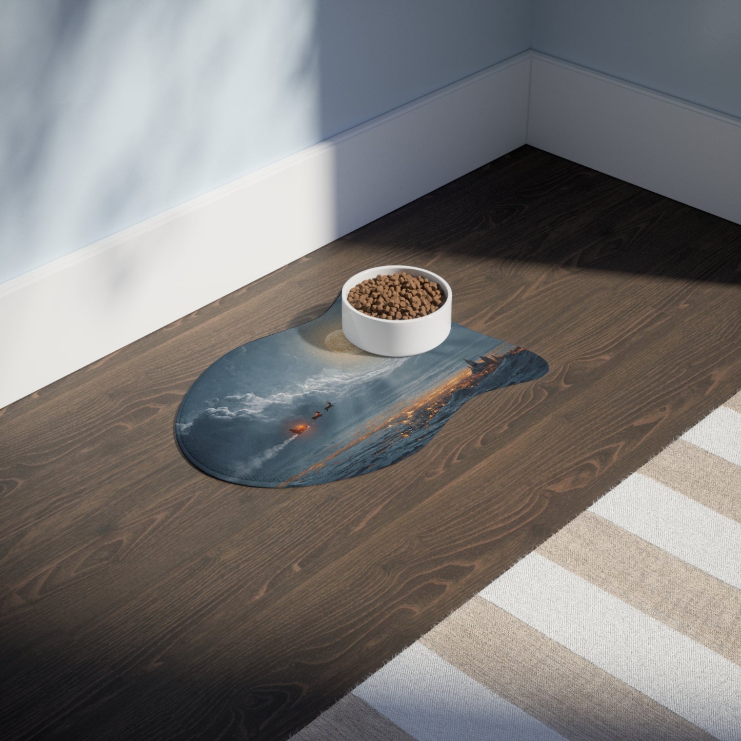 Midnight Sleigh Ride Pet Feeding Mats – Frostbitten City Lightscape