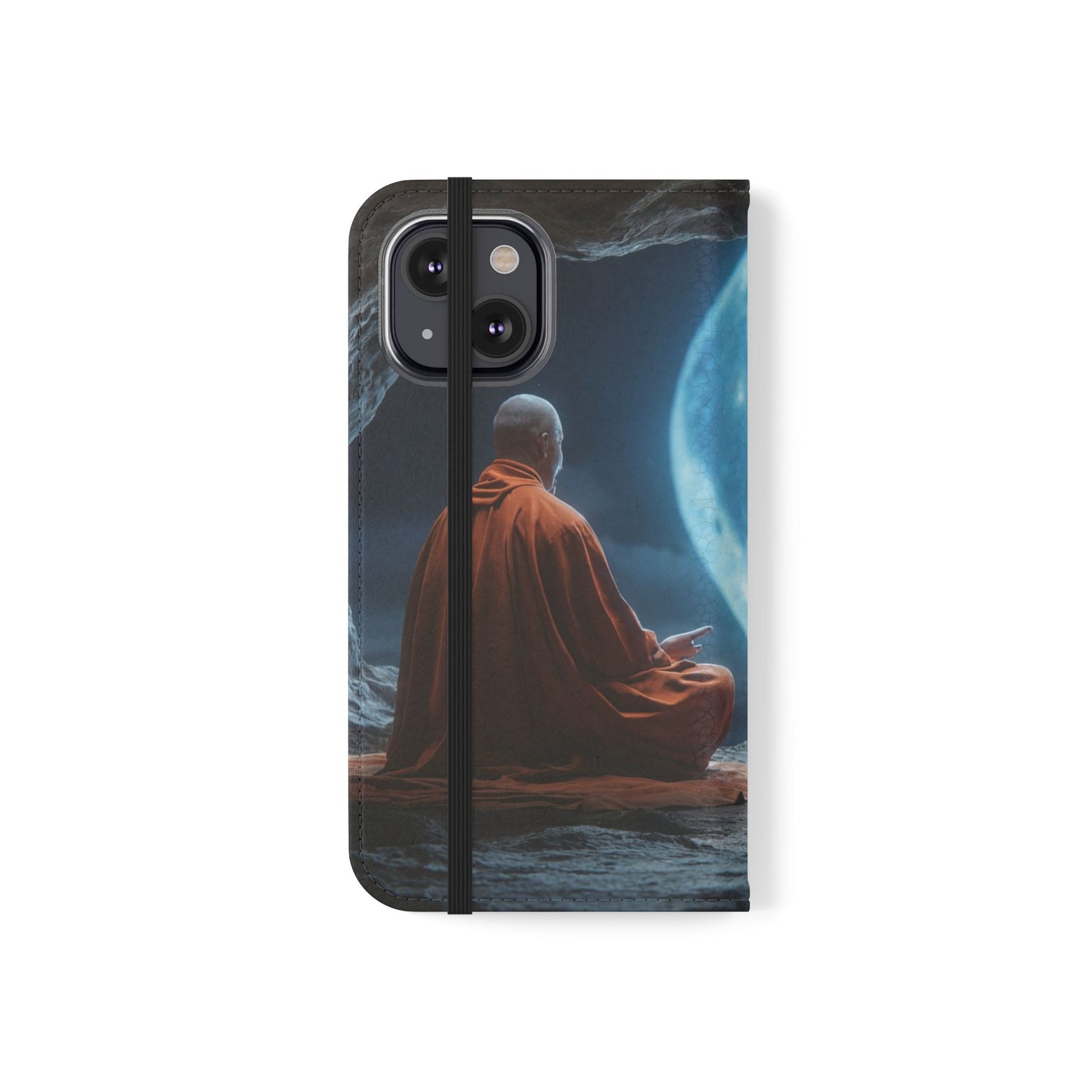 Lunar Meditation Flip Cases – Serene Monk Under Moonlight