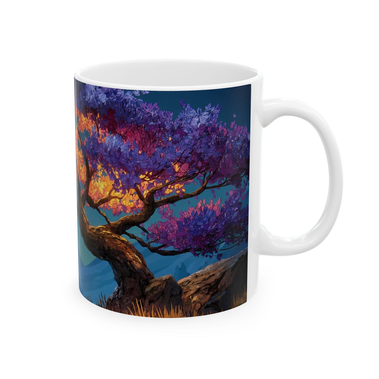 Celestial Tree Ceramic Mug – Twilight Bloom Dreamscape