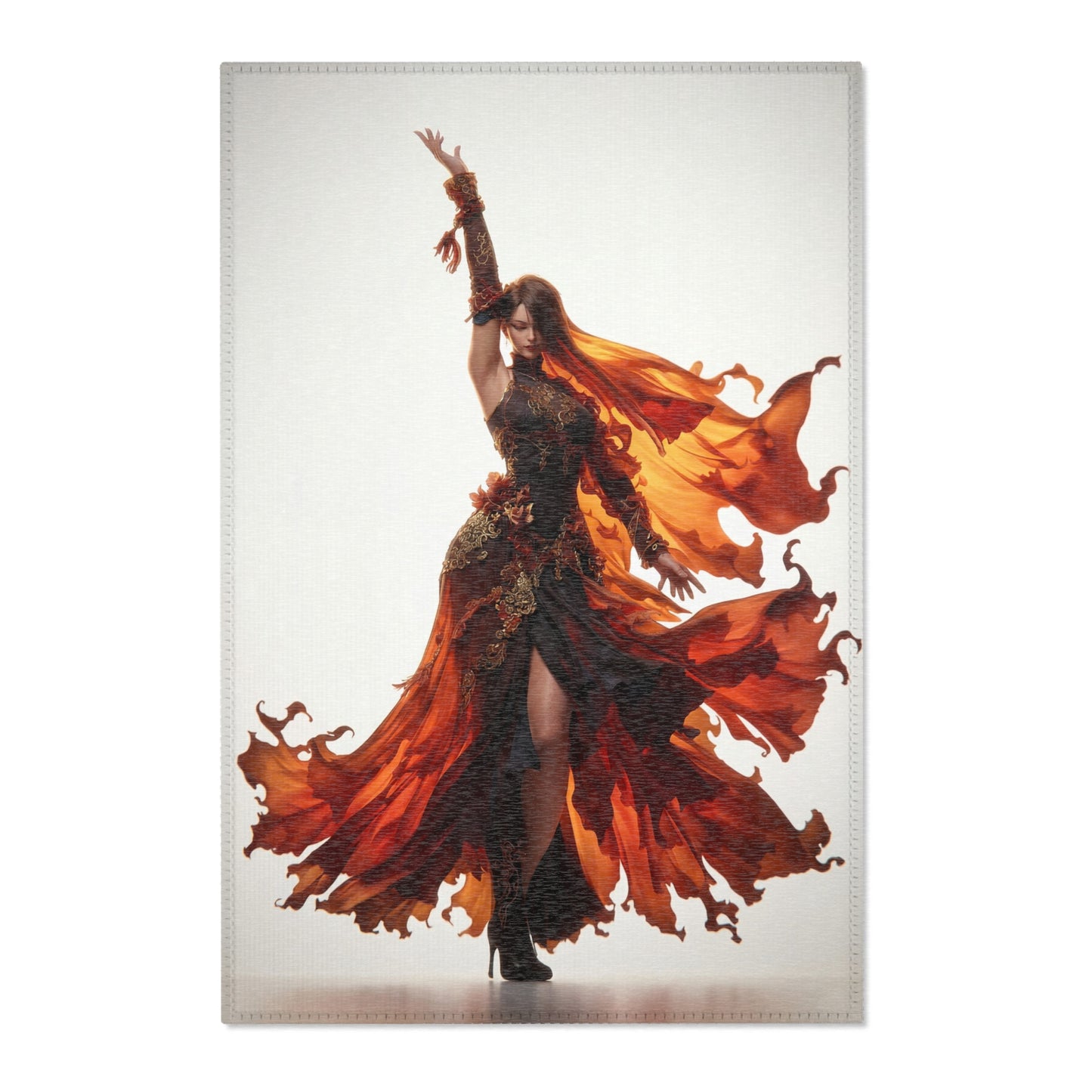 Phoenix Dancer Area Rug – Crimson Ember Waltz
