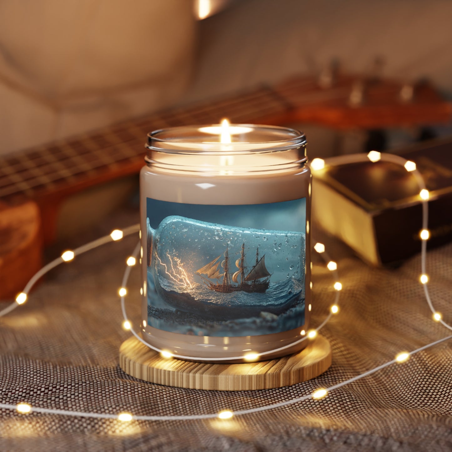 Storm-Sailed Ship in Bottle Scented Soy Candles with White Lid, 9oz – Captured Midnight Voyage
