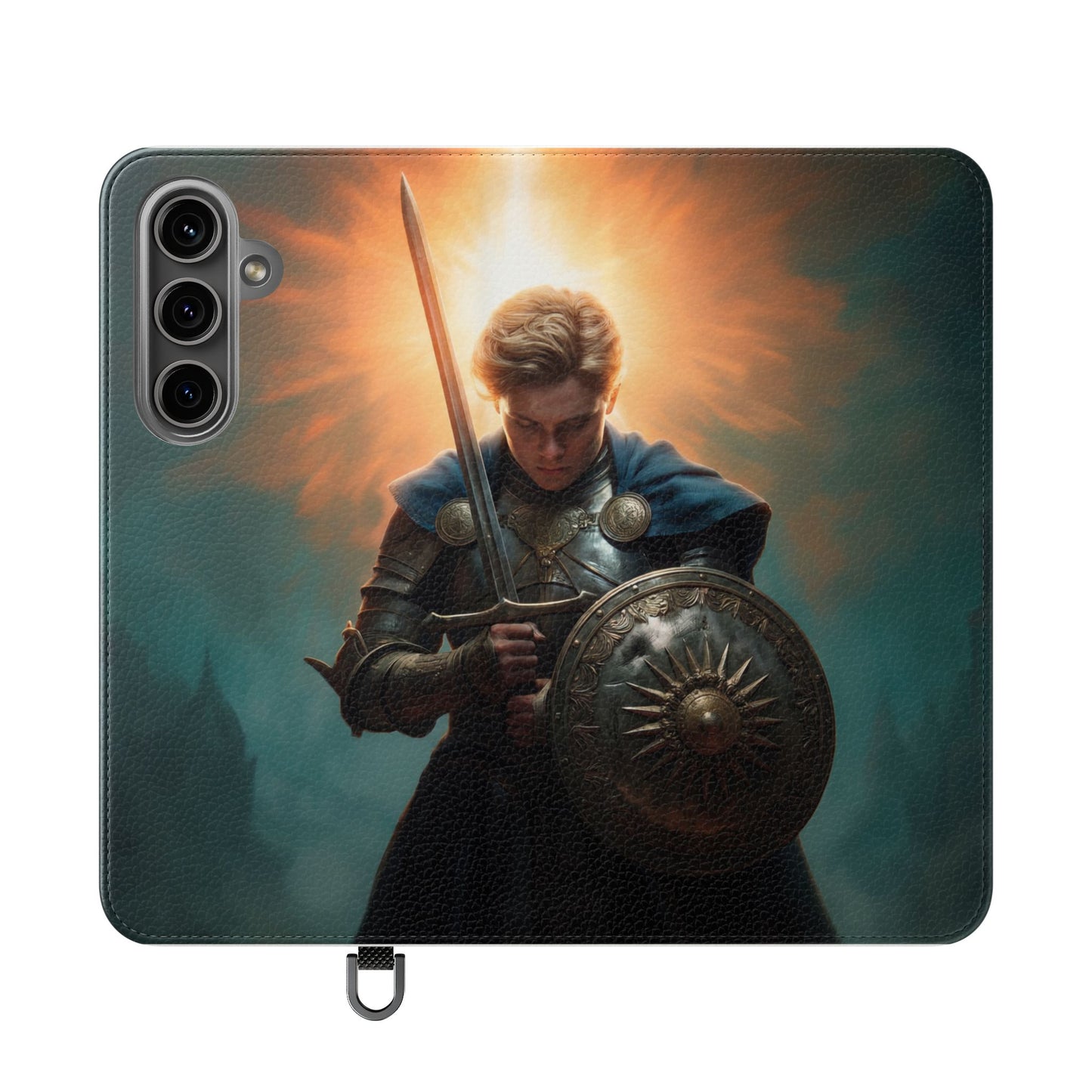 Dawn-Forged Knight Flip Cases – Radiant Armor Against Misty Skies