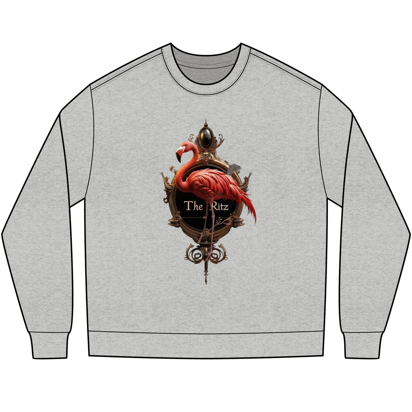The Ritz Flamingo Sign – Gold Ornate Frame Long Sleeve Tee