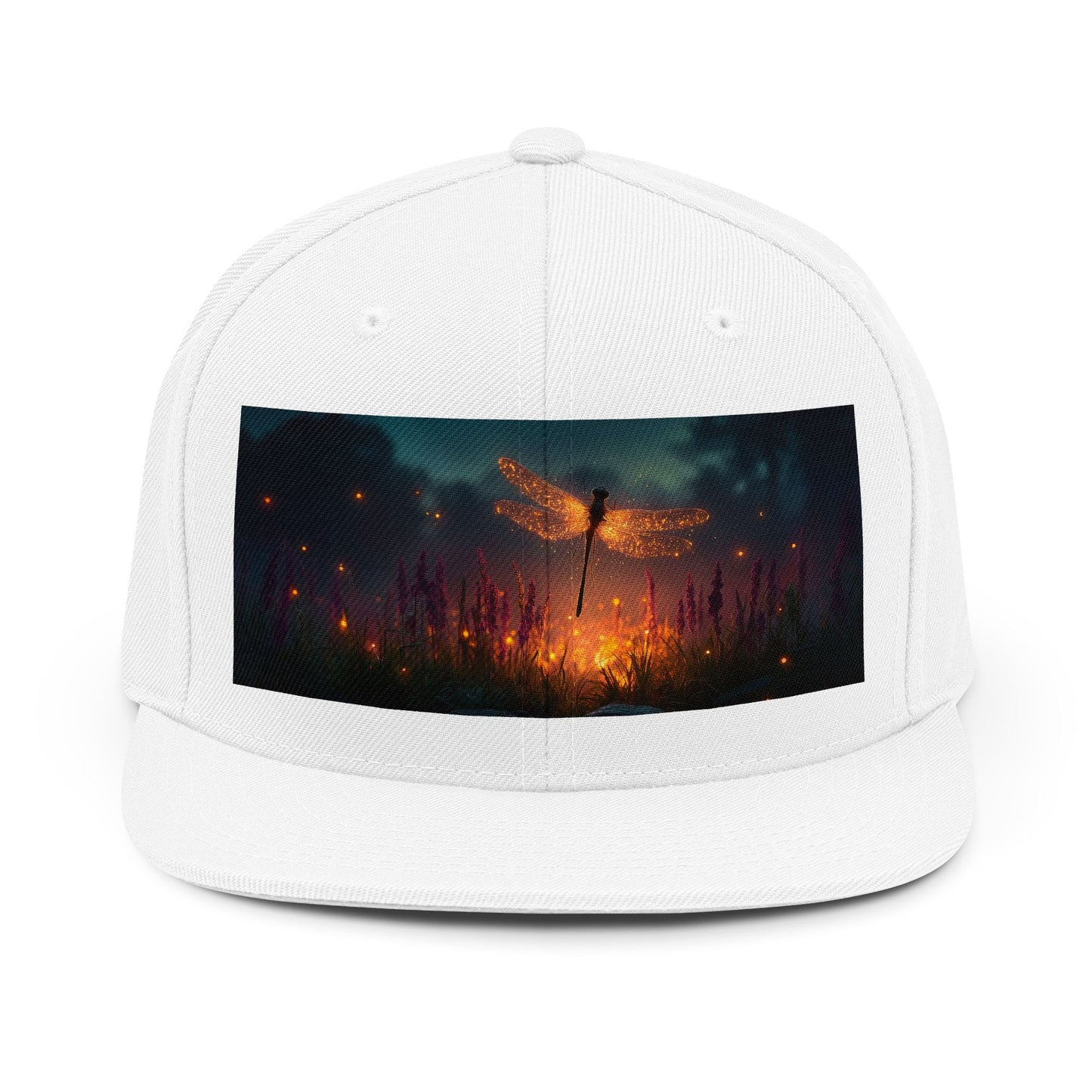 Glowing Dragonfly Unisex Snapback Hat – Bioluminescent Meadow Guardian