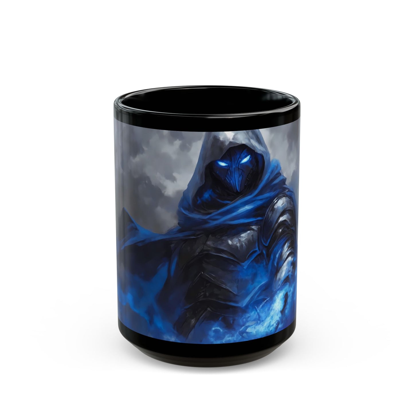 Blue-Eyed Shadow Mage Mug – Frostfire Summoner’s Midnight Ritual