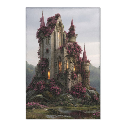 Crimson Rose Castle Area Rugs – Whispers of the Forgotten Keep
