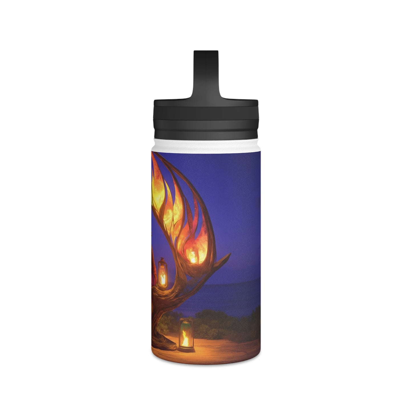 Luminous Phoenix Arch Water Bottle – Handle Lid – Twilight Sanctuary