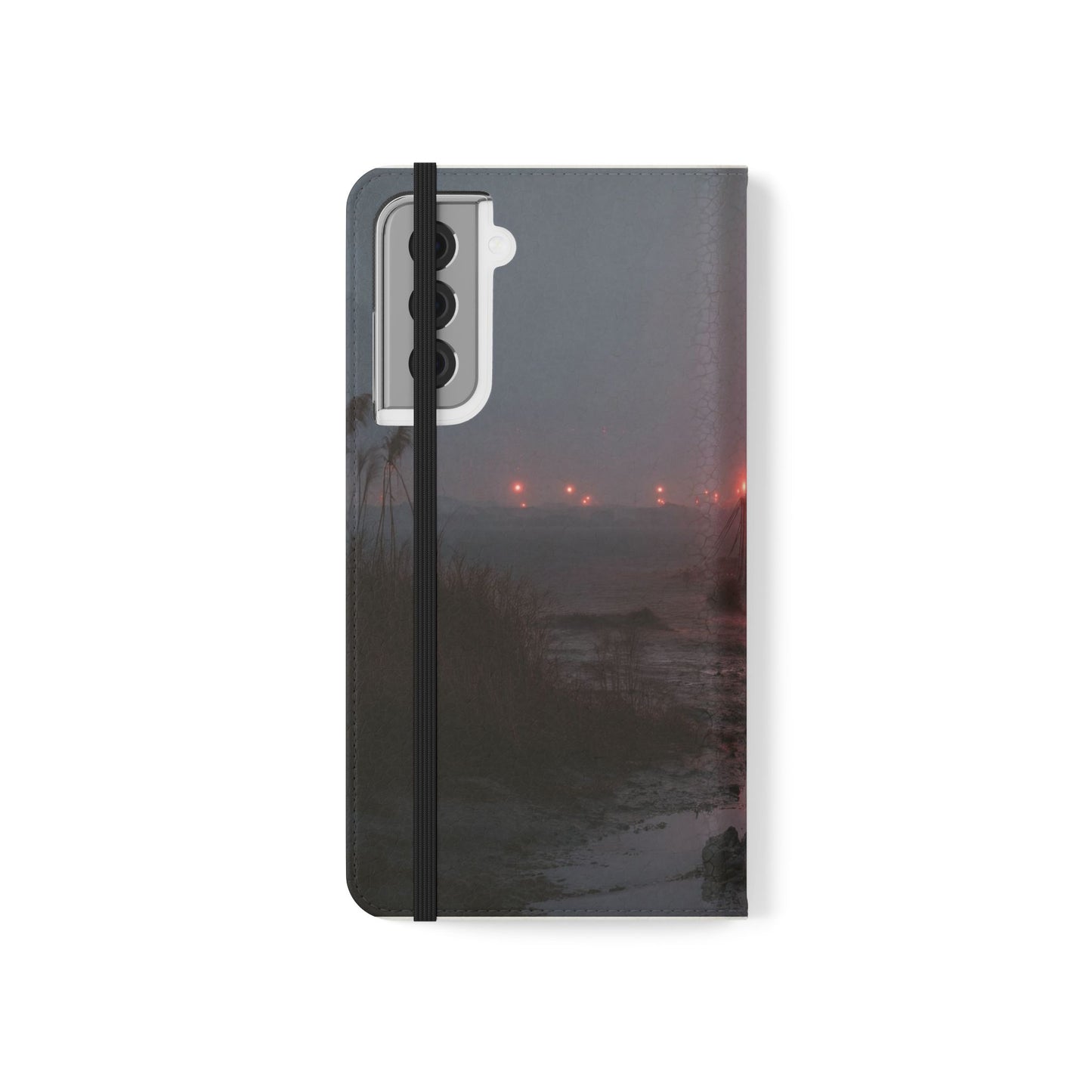 Crimson Circus Tent Flip Cases – Misty Coastside Lantern Scene