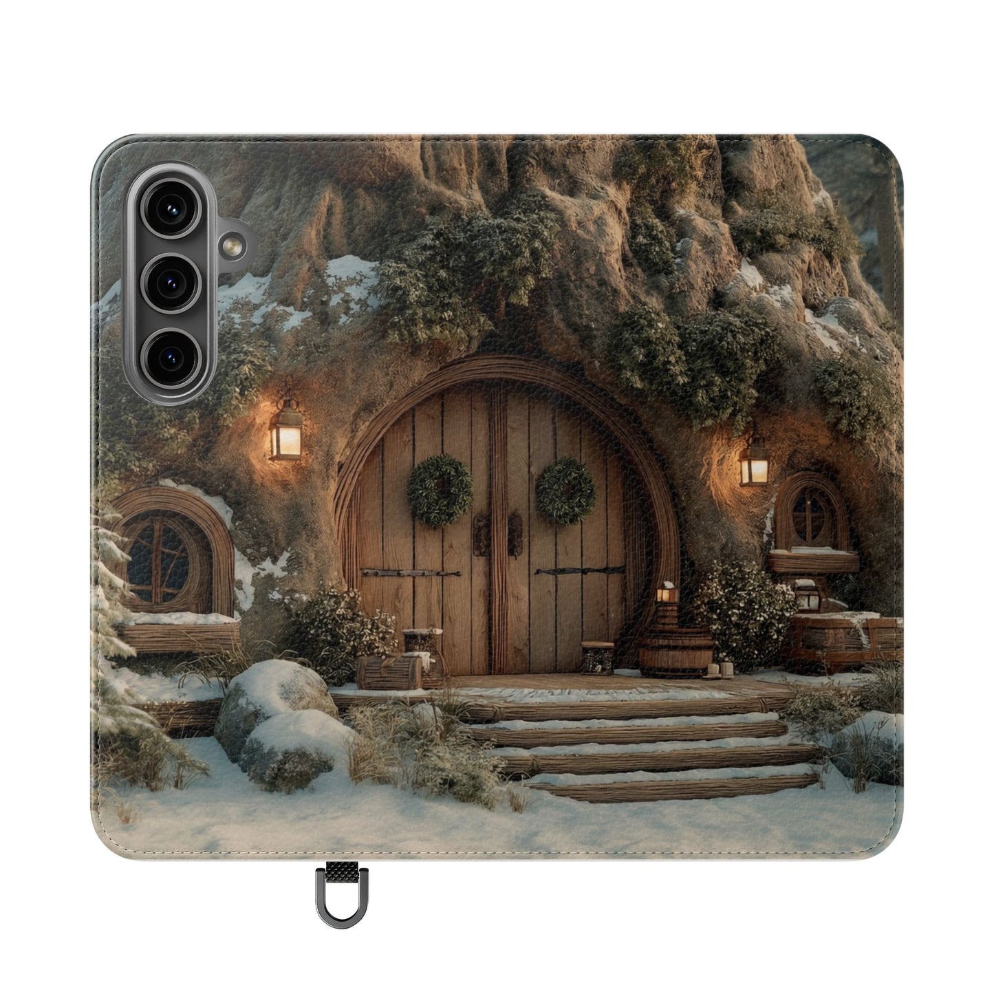 Hobbit Hole Flip Cases – Cozy Winter Doorway Scene