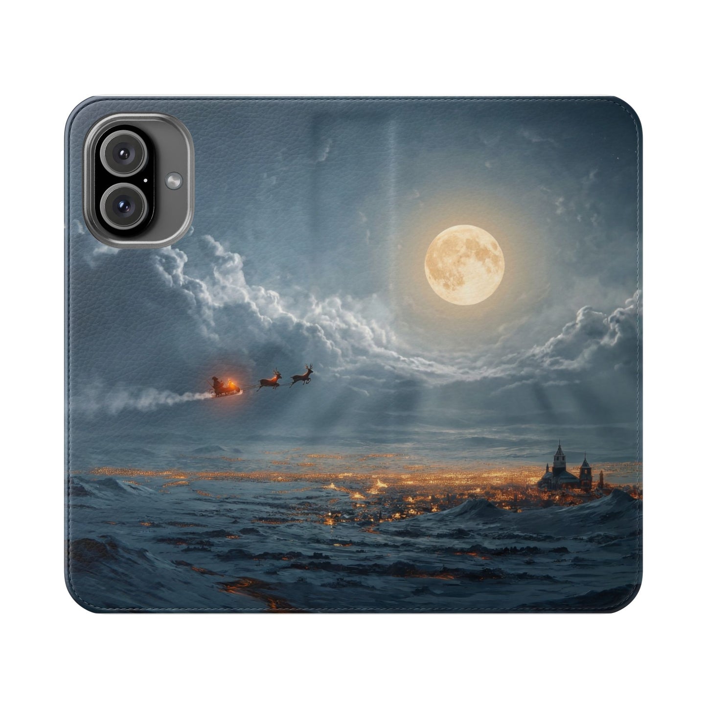 Moonlit Sleigh Flip Cases – Northern Lights Winter Journey