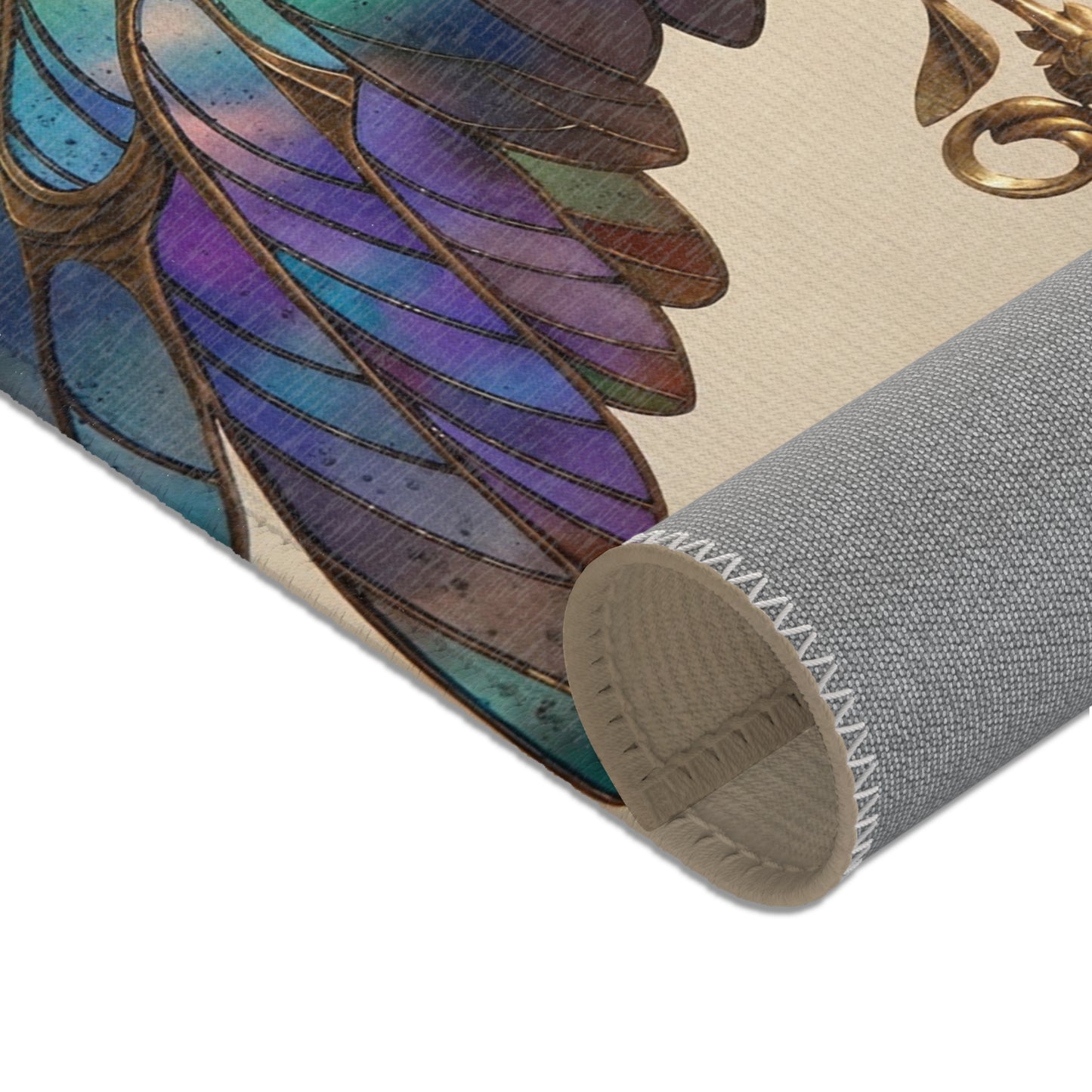 Celestial Phoenix Key Rug – Twilight Stained-Glass Wingscape