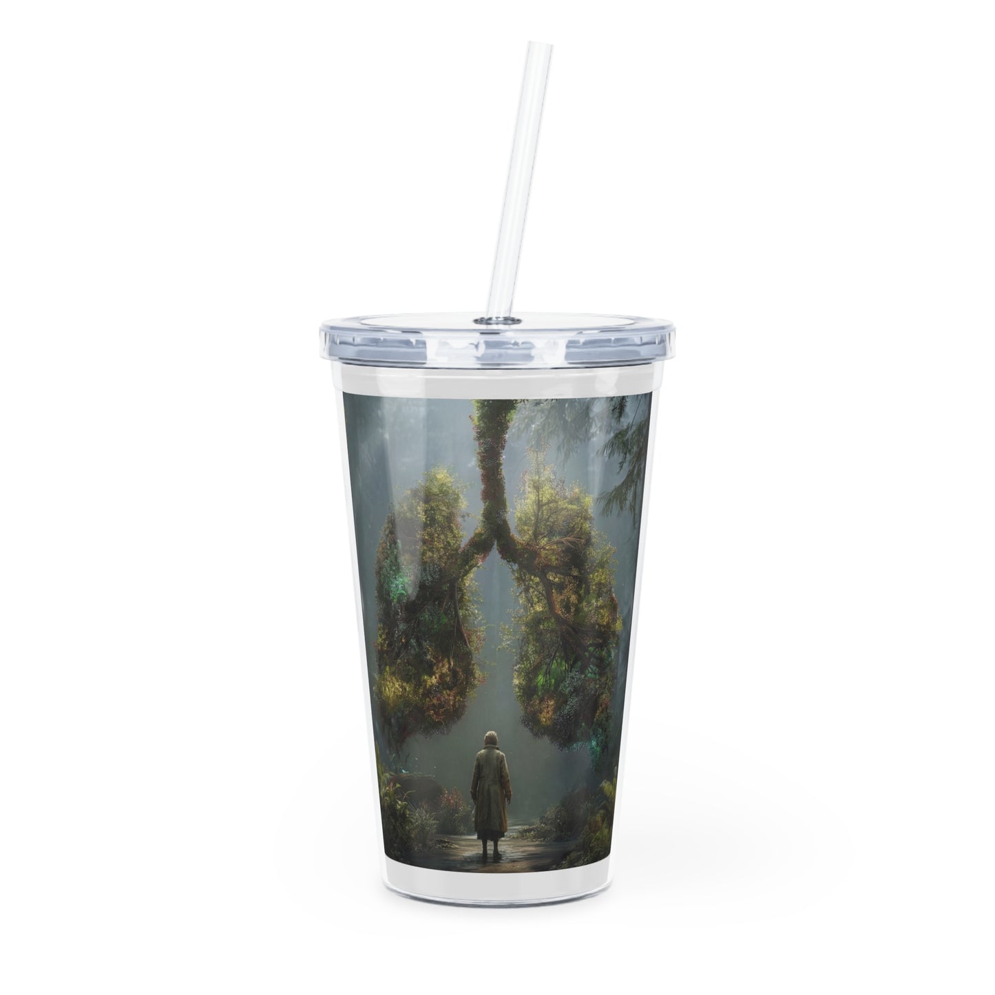 Lungs of the Earth Plastic Tumbler with Straw – Breath of the Ancient Grove