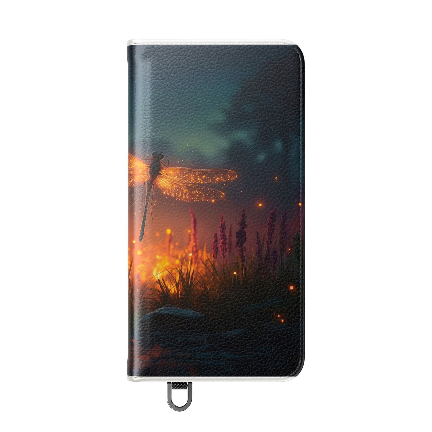 Bioluminescent Dragonfly Flip Cases – Glowing Amber Wings Over Twilight Marsh