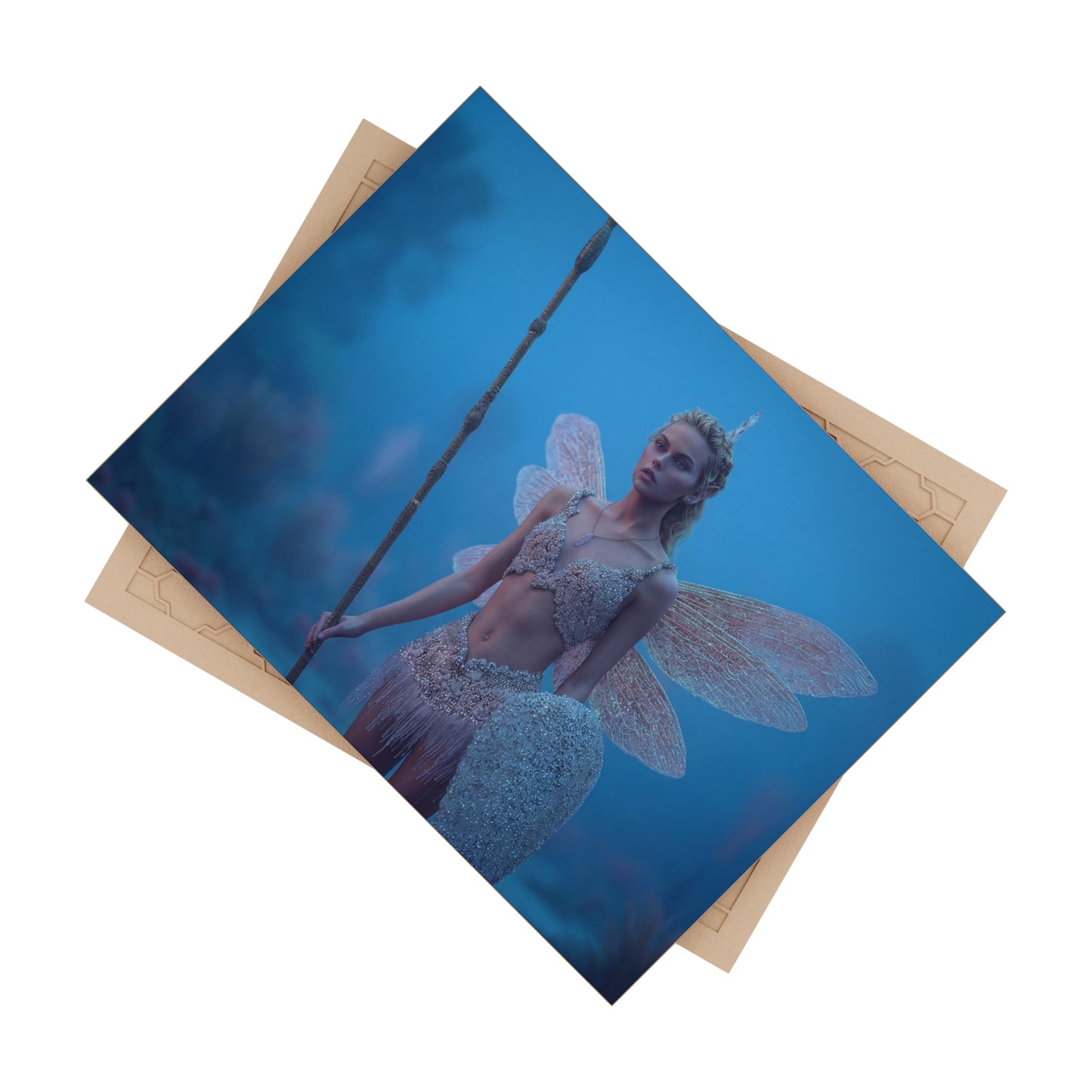 Enchanted Forest Guardian Ceramic Photo Tile – Twilight Faerie with Crystal Wings