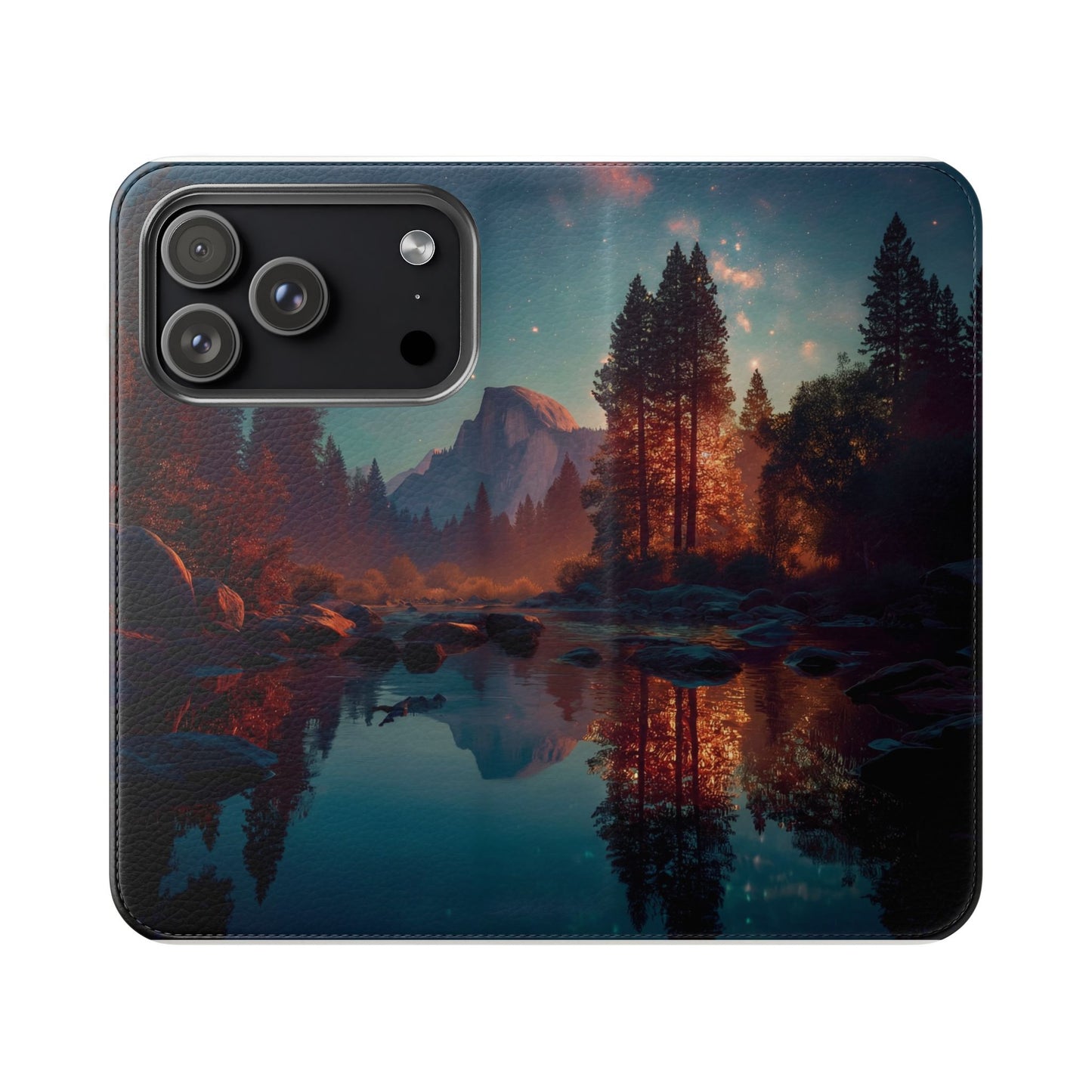 Starlit Valley Flip Cases – Twilight River and Half Dome Reflections