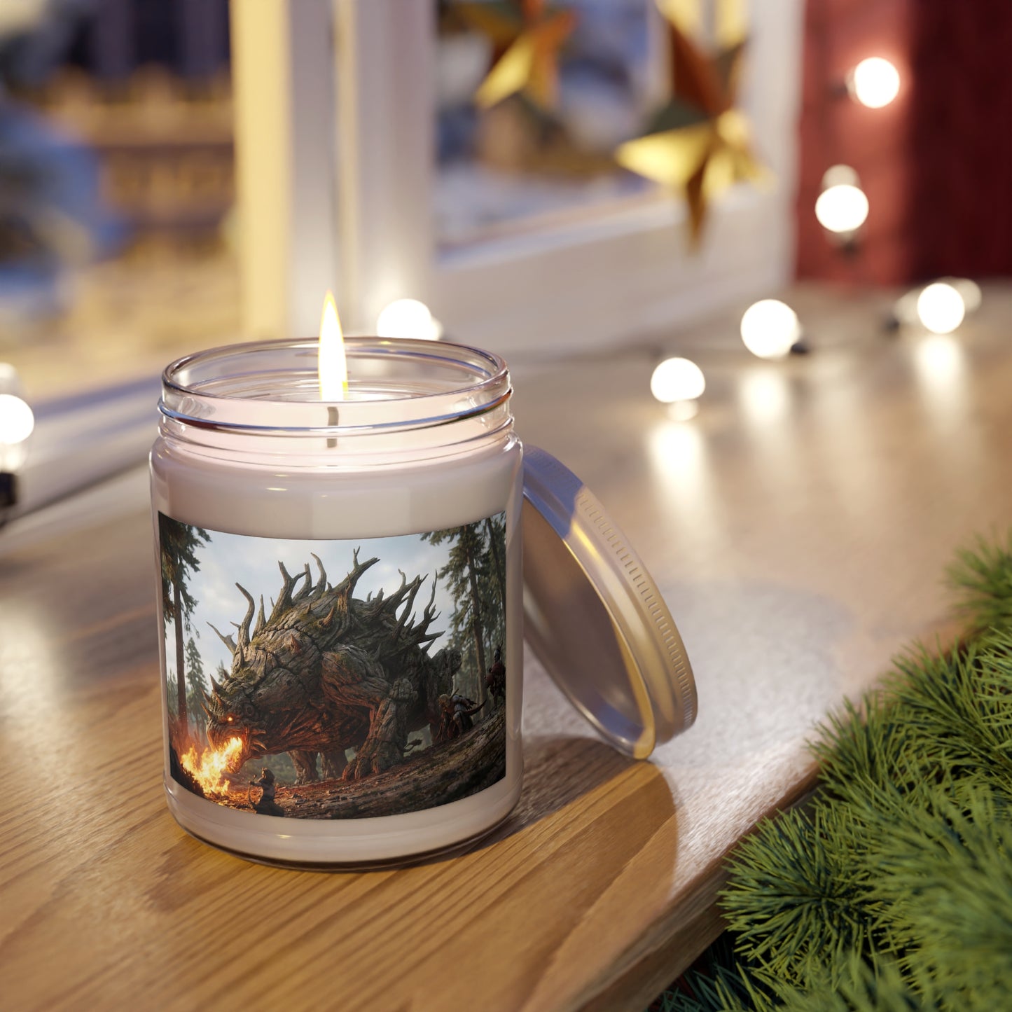 Ancient Wood Dragon Scented Soy Candles with White Lid, 9oz – Forest Fireheart Encounter