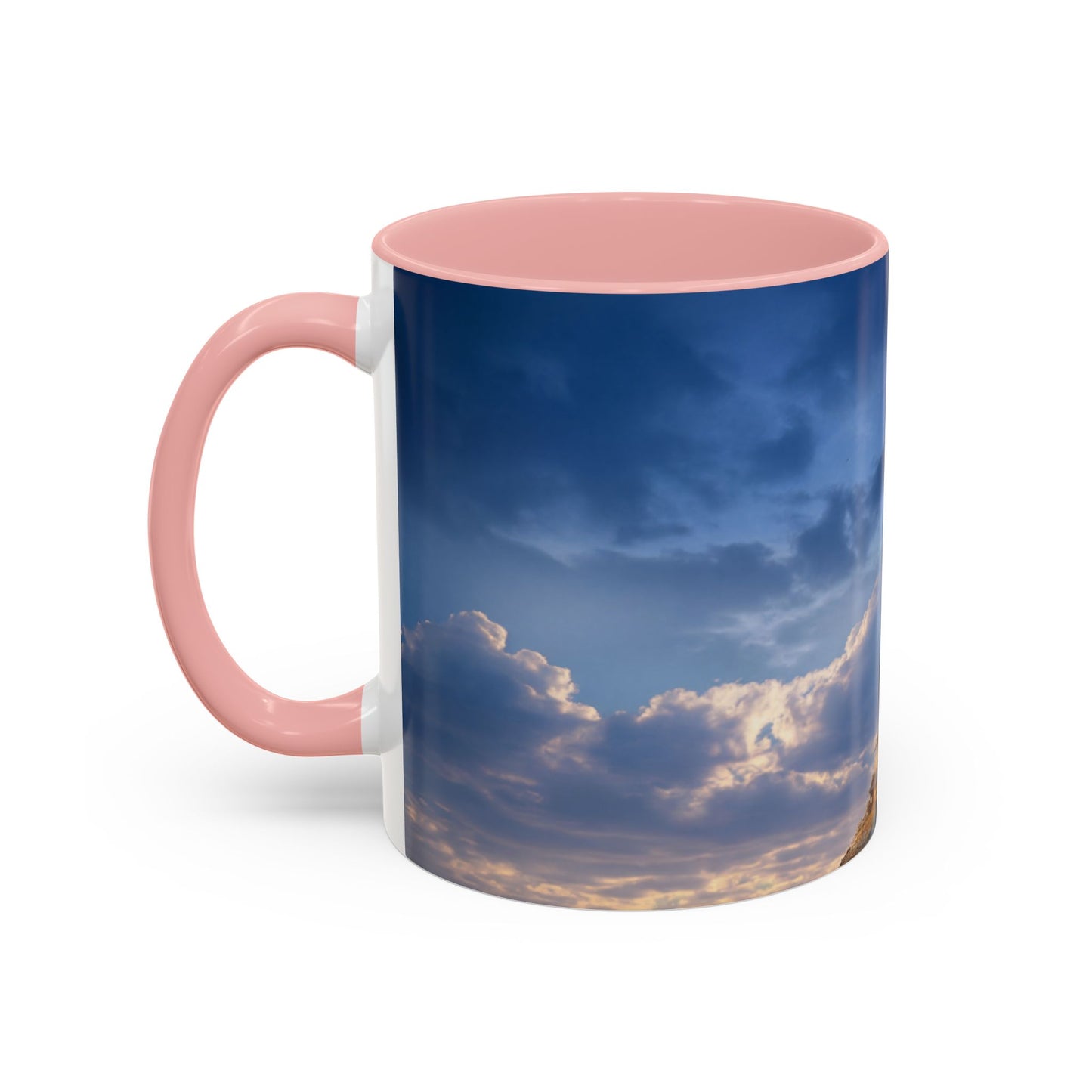 Skyborne Lighthouse Accent Coffee Mug (11, 15oz) – Floating Beacon at Dusk