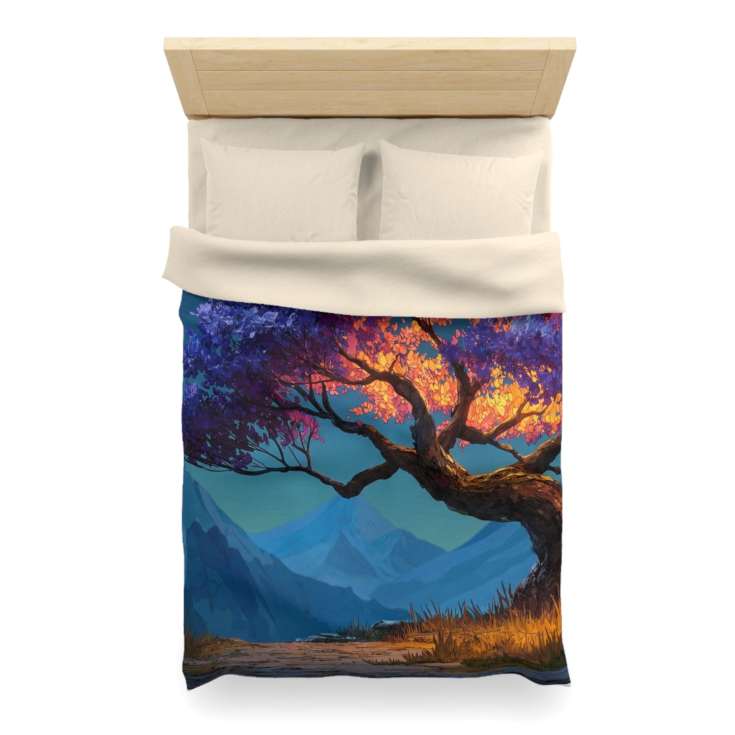 Celestial Tree Microfiber Duvet Cover – Twilight Bloom Sanctuary