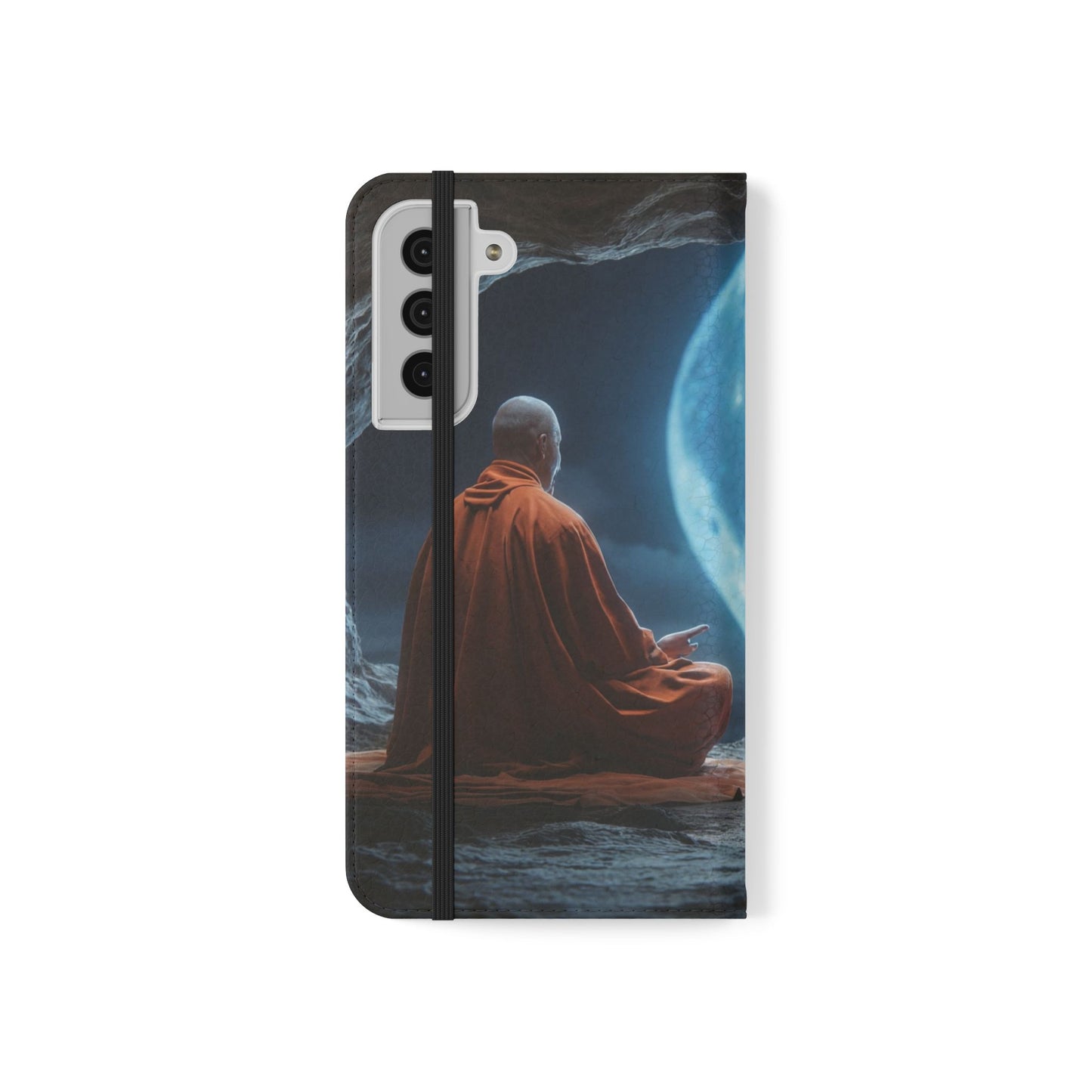 Lunar Meditation Flip Cases – Serene Monk Under Moonlight