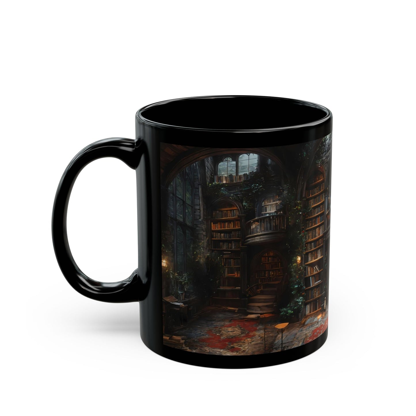 Gothic Library Black Mug – Whispers of Forgotten Pages