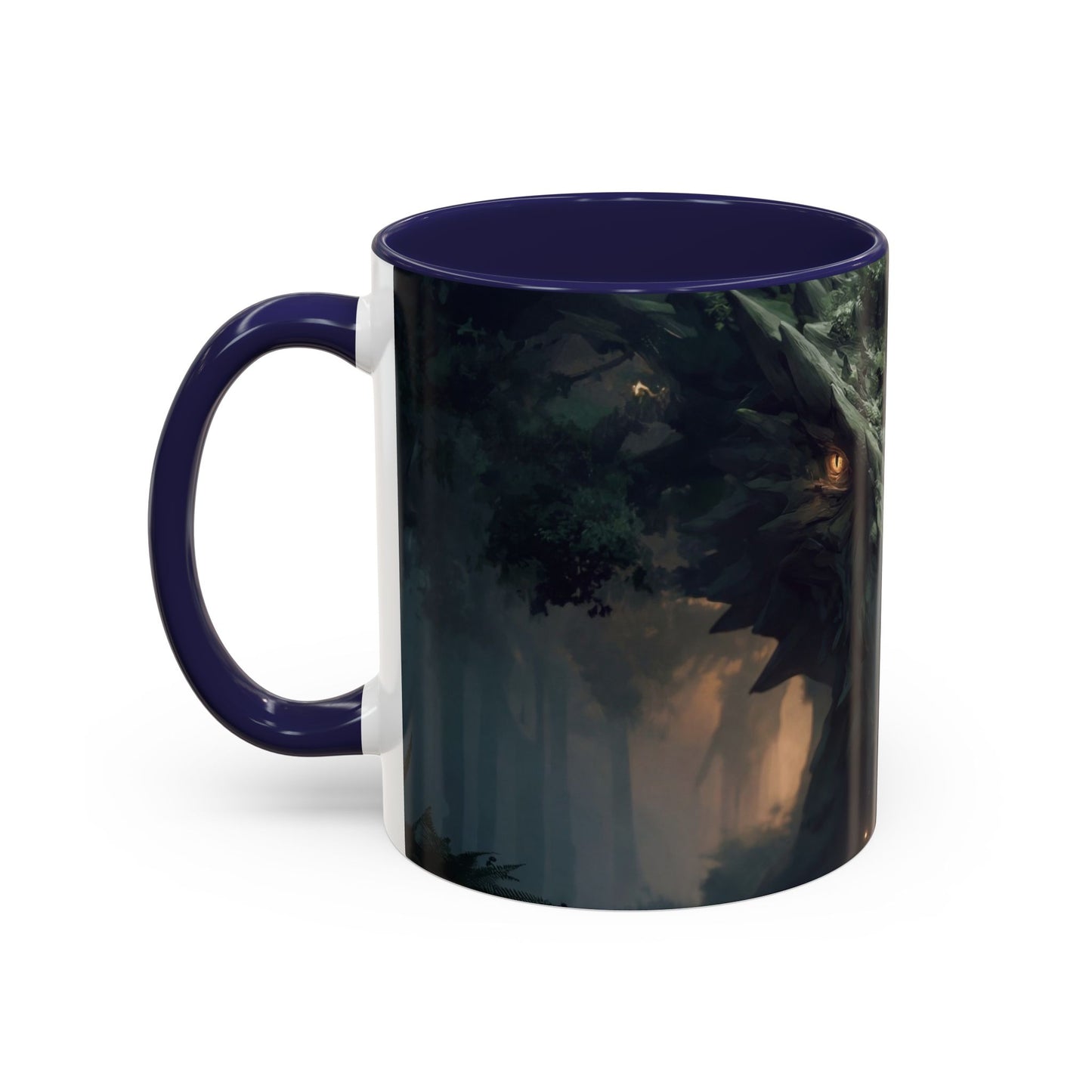 Ancient Dragon Sentinel Accent Coffee Mug (11, 15oz) – Forest Guardian at Dawn