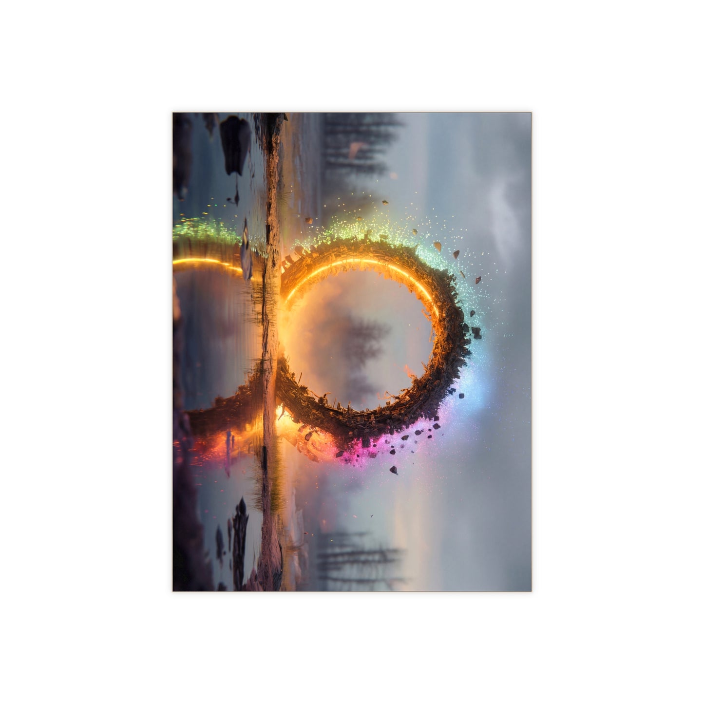 Cosmic Portal Ceramic Photo Tile – Fractured Light in a Wounded Sky
