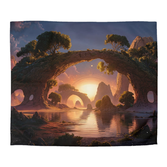Celestial Archway Microfiber Duvet Cover – Sunset Sanctuary Dreamscape