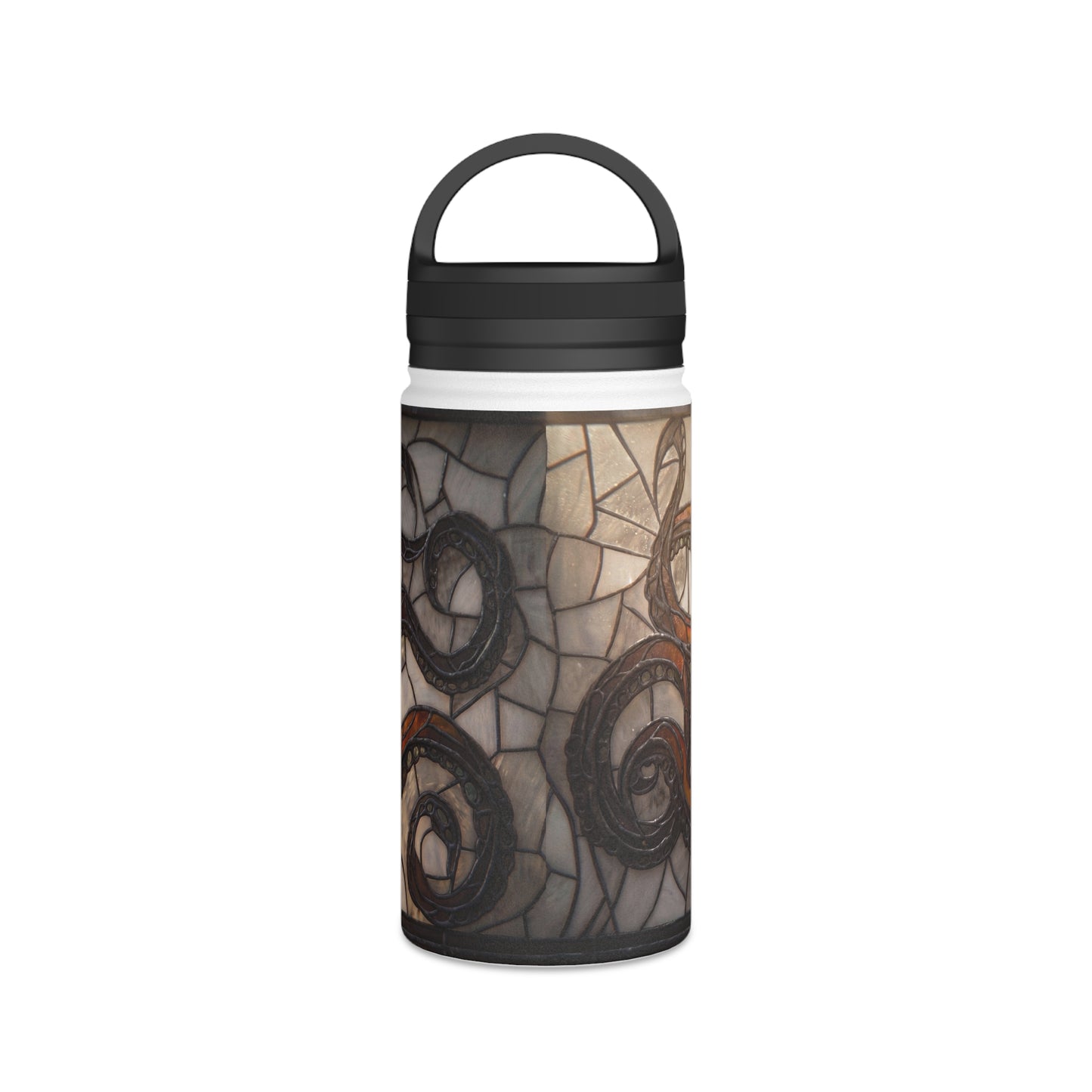 Stained Glass Octopus Water Bottle – Amber Depths & Iron Lace Design