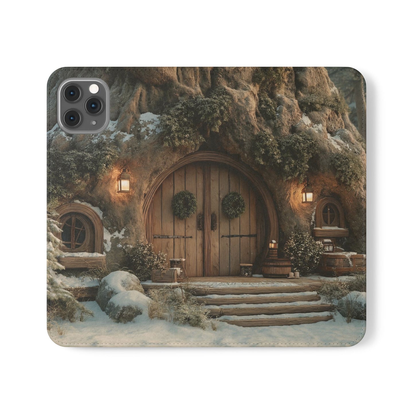 Hobbit Hole Flip Cases – Cozy Winter Doorway Scene
