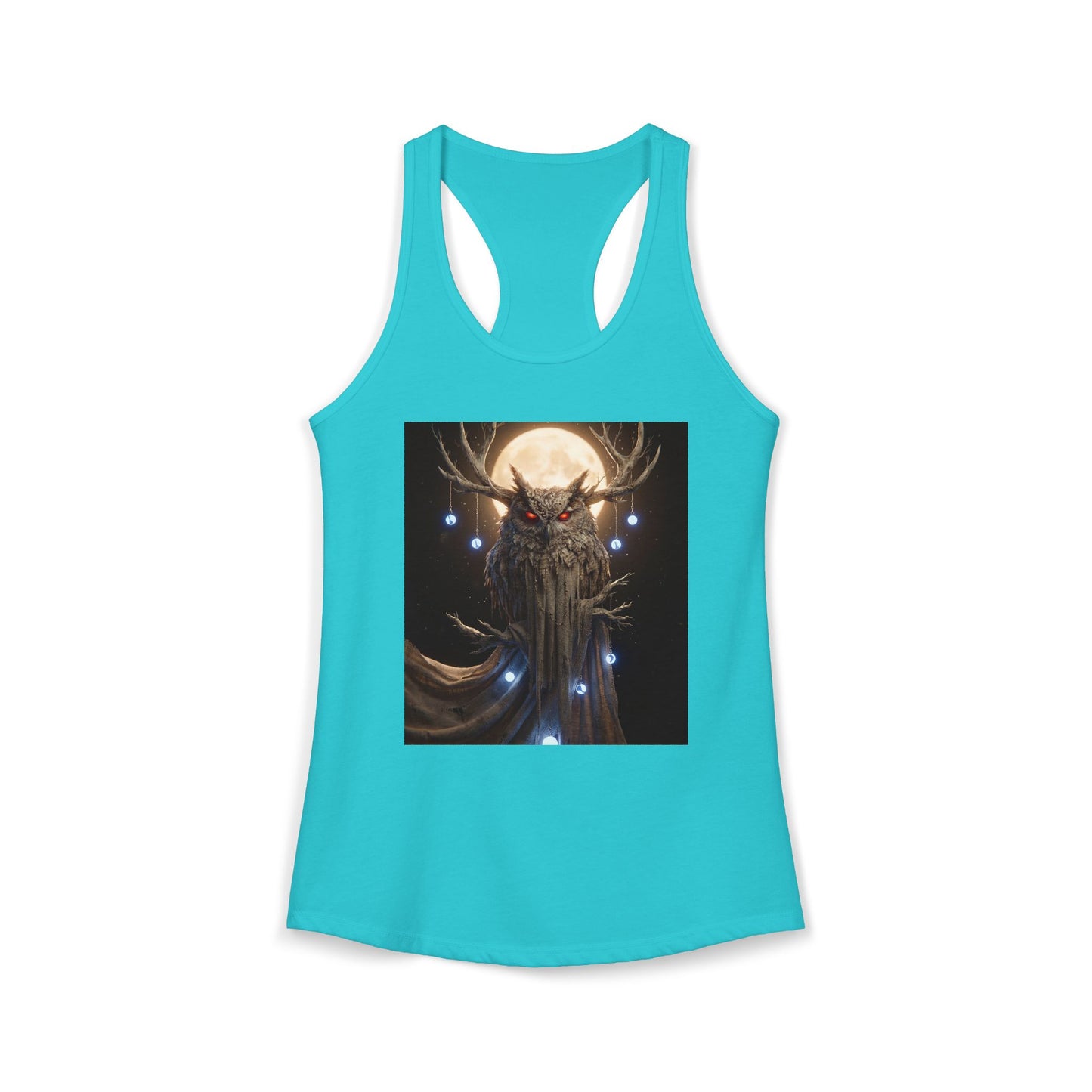 Lunar Owl with Antlers Racerback Tank – Crimson Eye Guardian