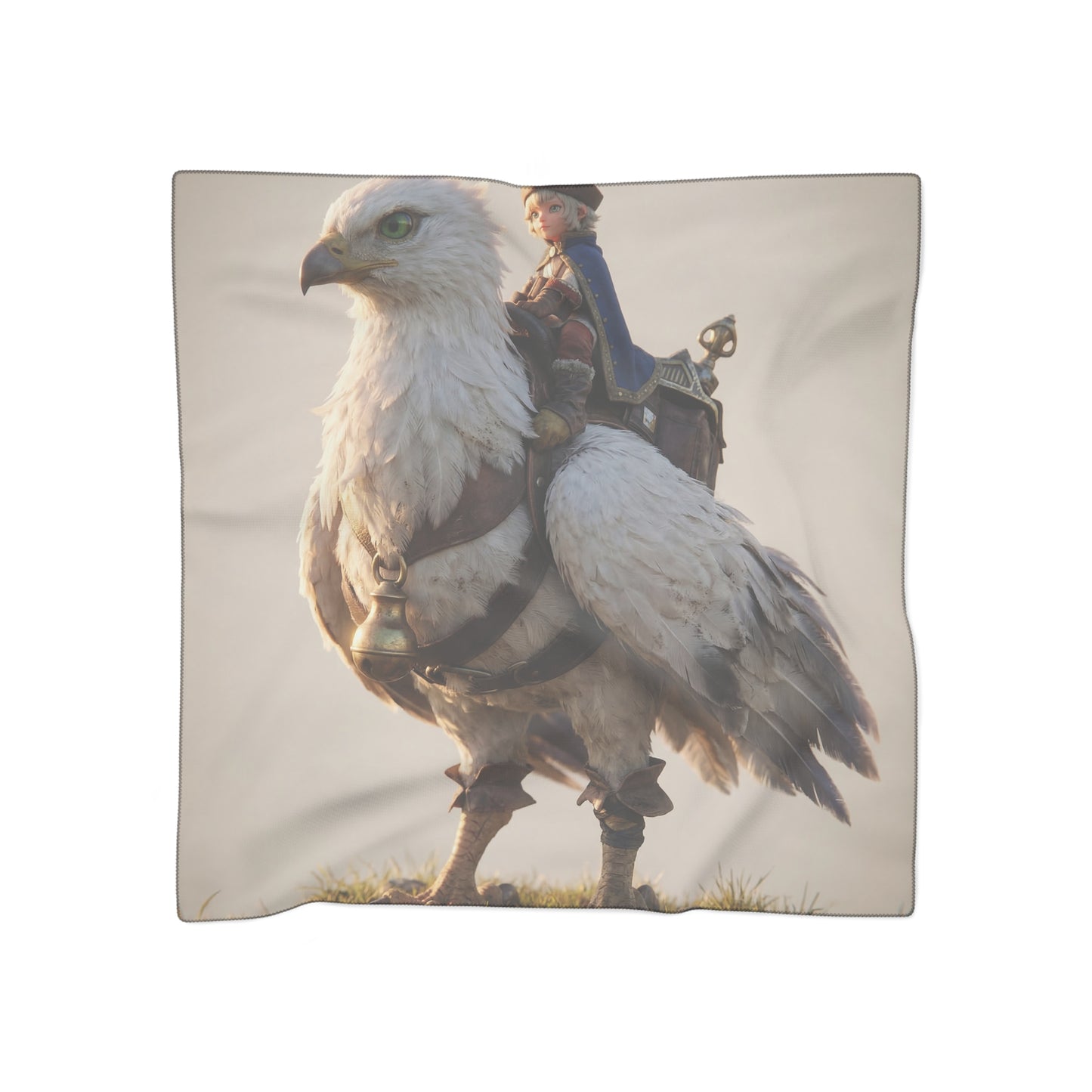 Young Rider on White Eagle Poly Scarf – Dawn’s Skybound Companion