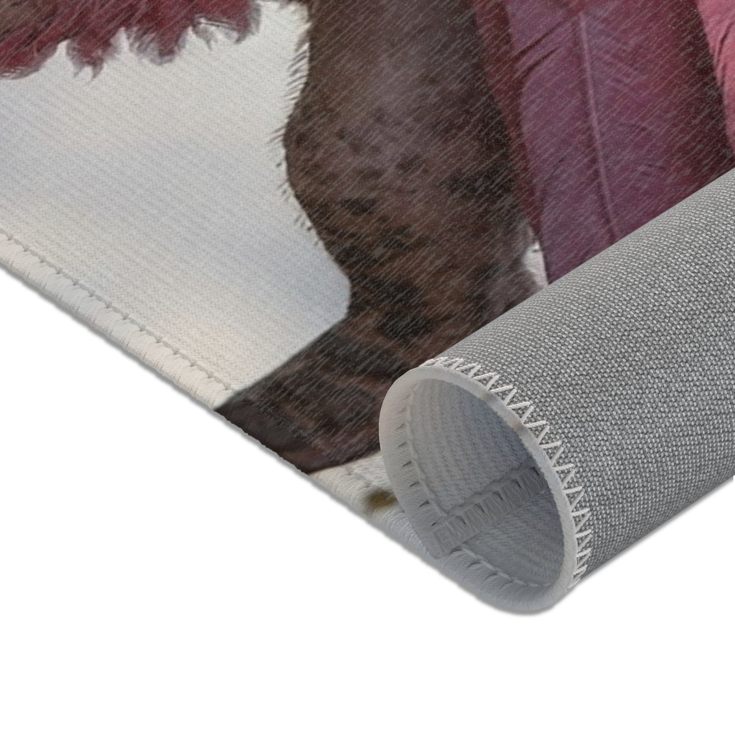 Pink Dawn Sentinel Area Rug – Soft Feathers and Curled Tail Dreamscape