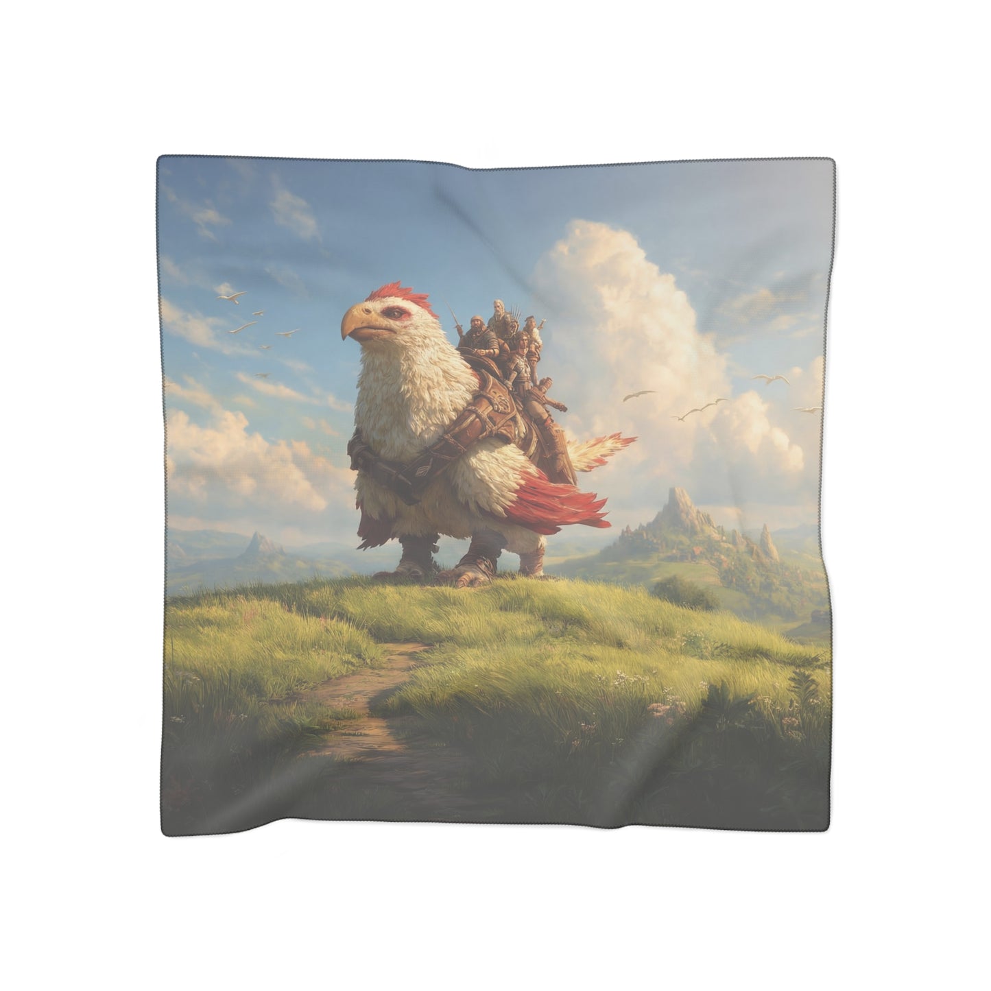 Skybound Eagle Rider Scarf – Sunlit Adventure Over Rolling Hills