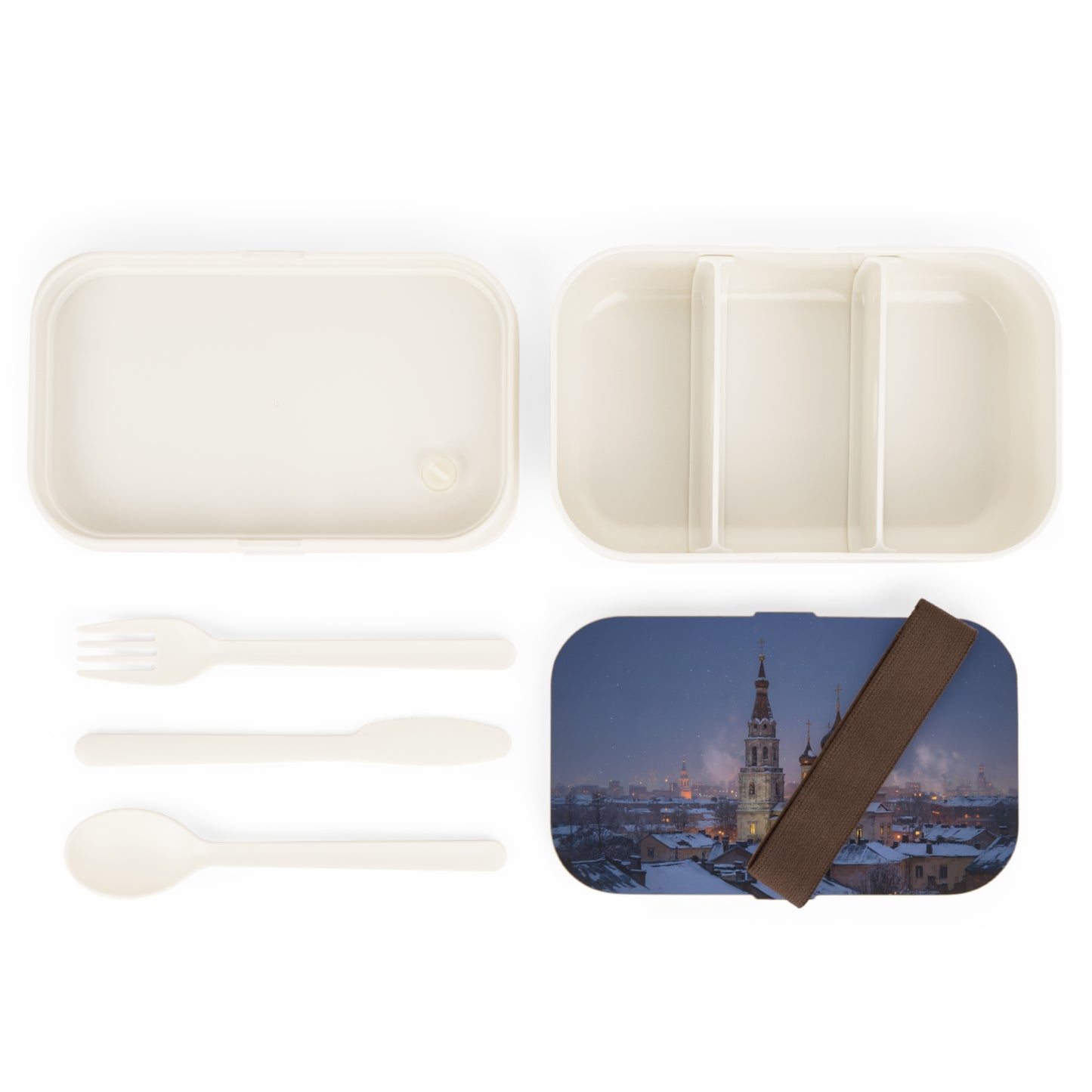 Winter Cathedral Bento Lunch Box – Snow-Kissed Night in the City