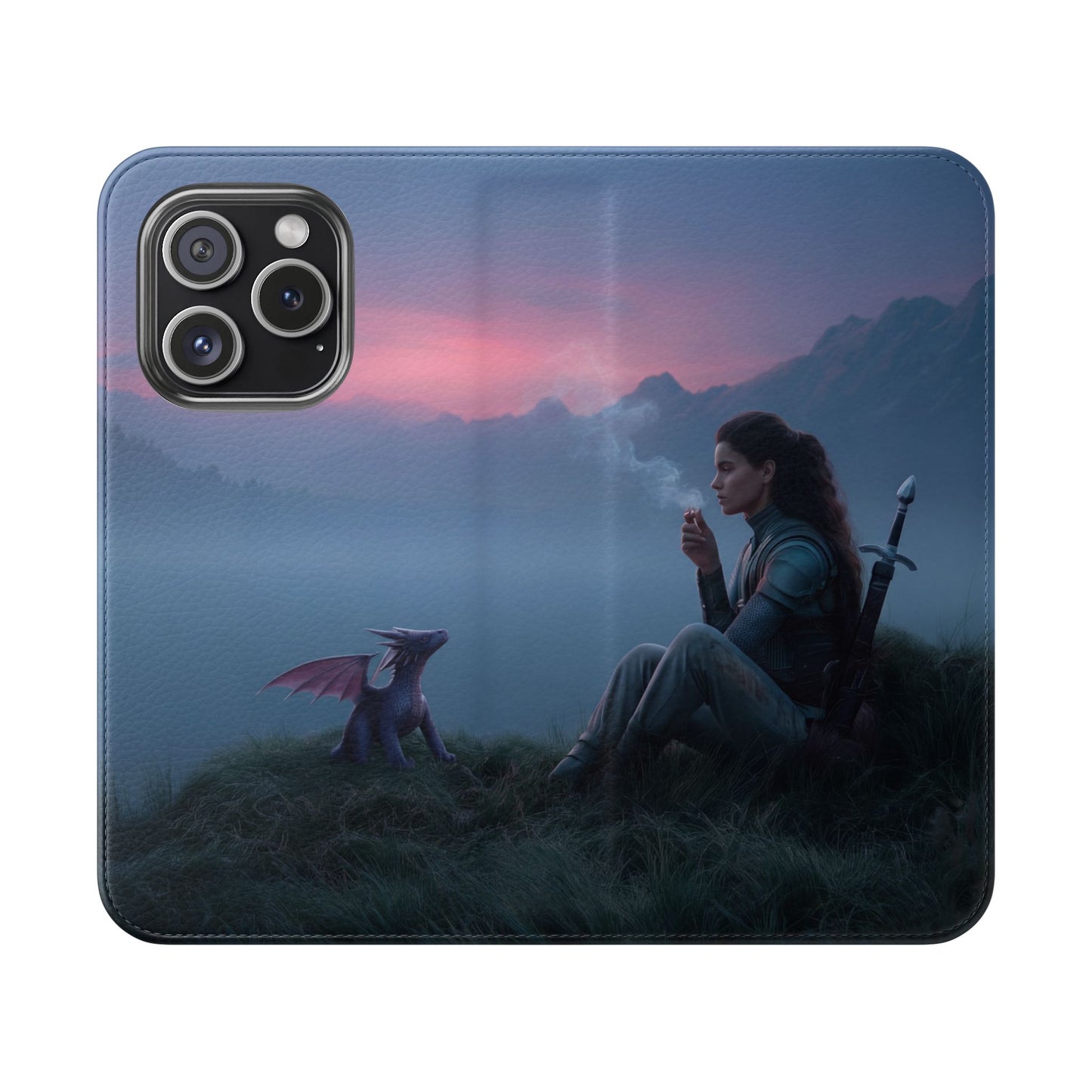 Silent Guardian Flip Cases – Misty Dawn Warrior and Dragon Companion